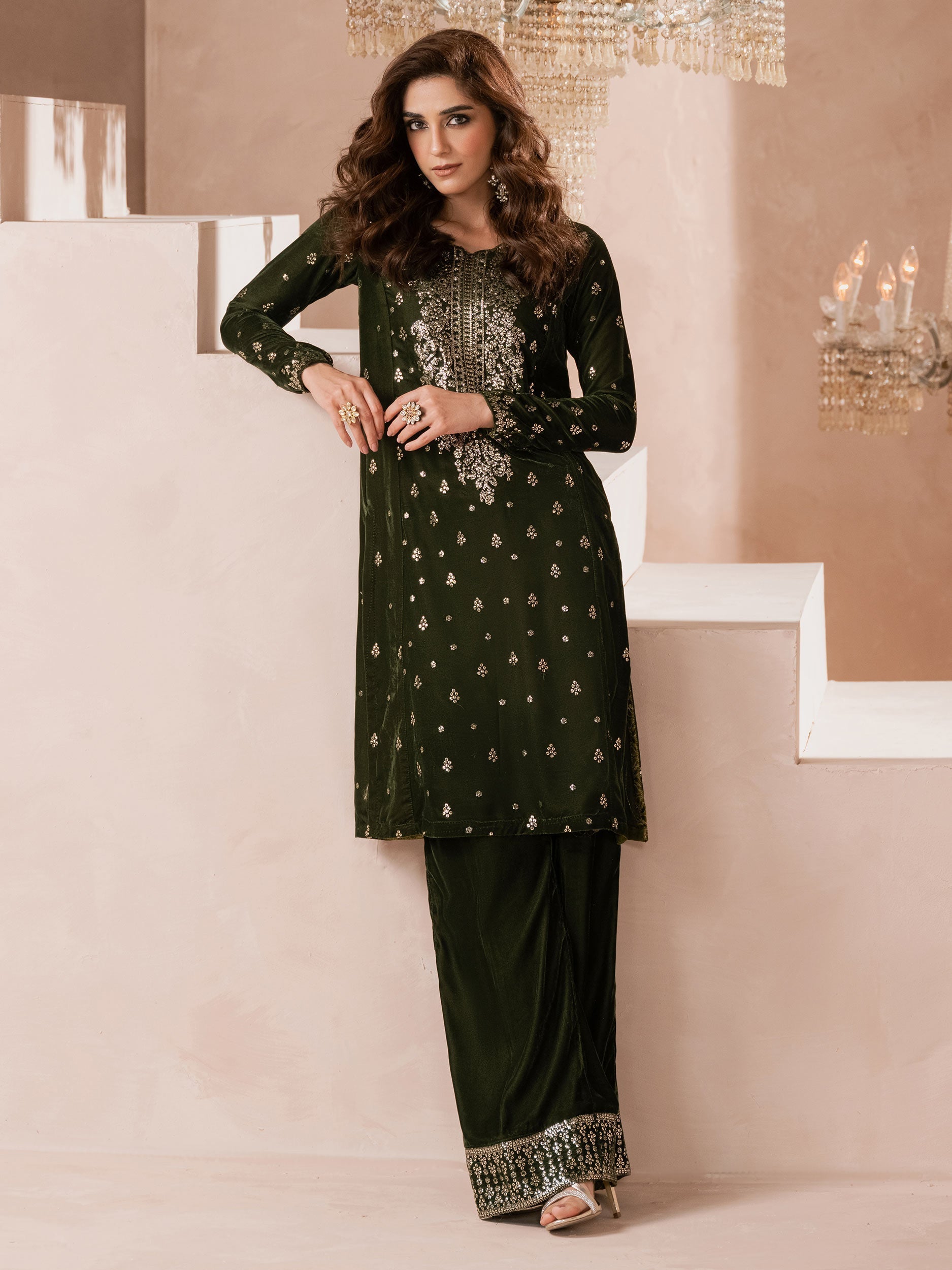 Lime Light | Velvet Pret | V-07 -  Lime Light Ladies Clothes - Original Designer Dress - House of Maryam