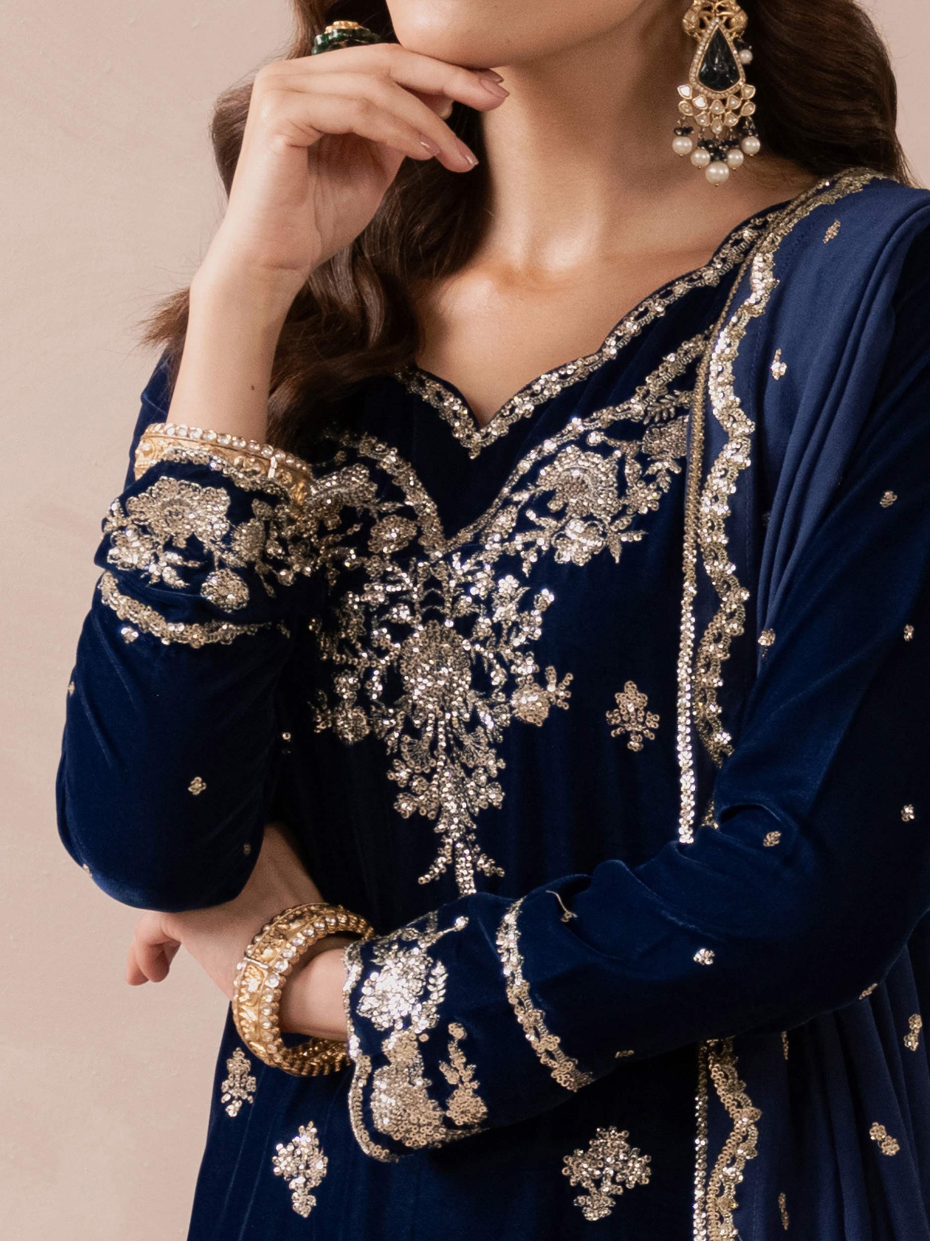 Lime Light | Velvet Pret | V-05 -  Lime Light Ladies Clothes - Original Designer Dress - House of Maryam