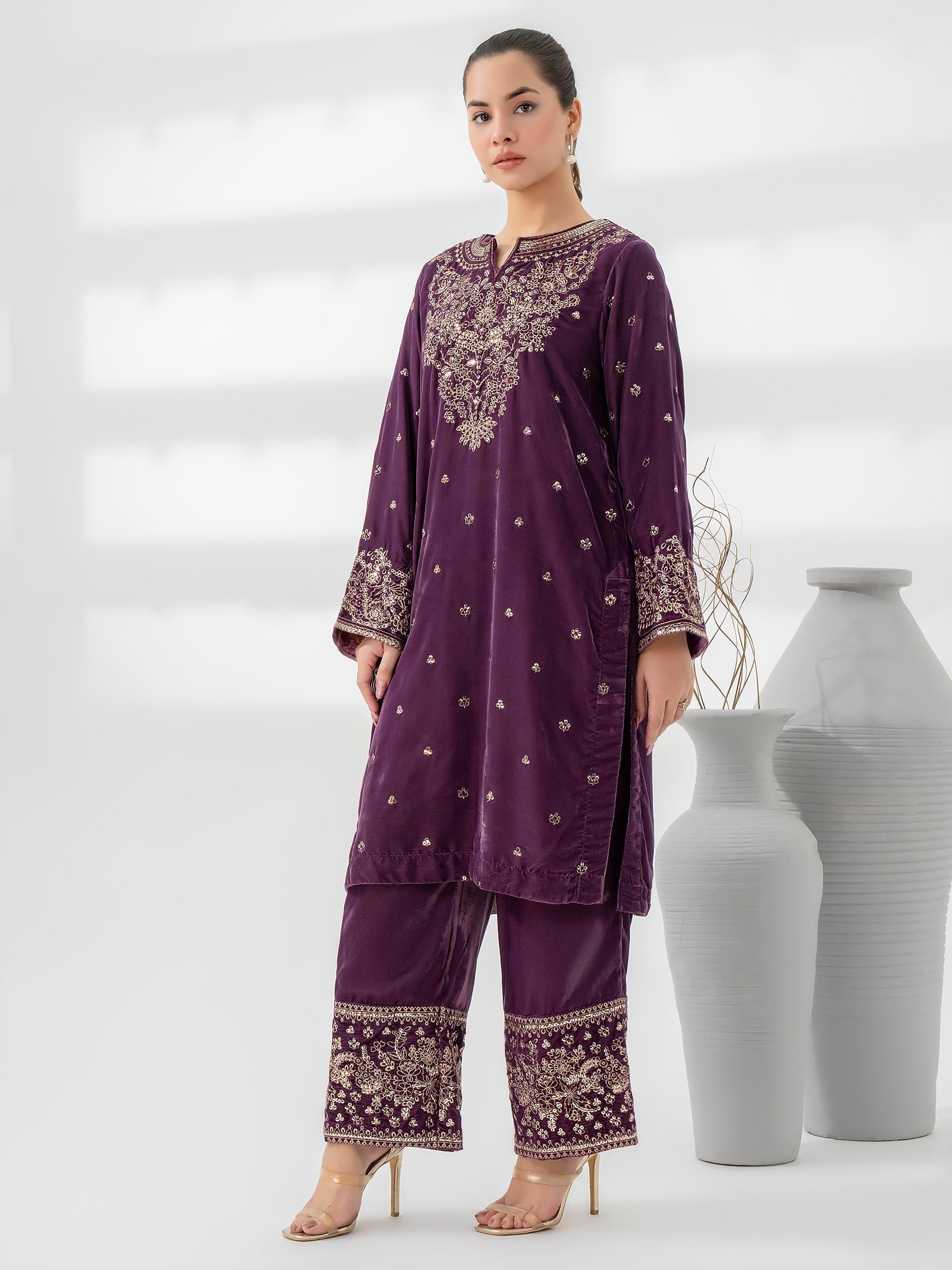 Lime Light | Velvet Pret | V-03 -  Lime Light Ladies Clothes - Original Designer Dress - House of Maryam
