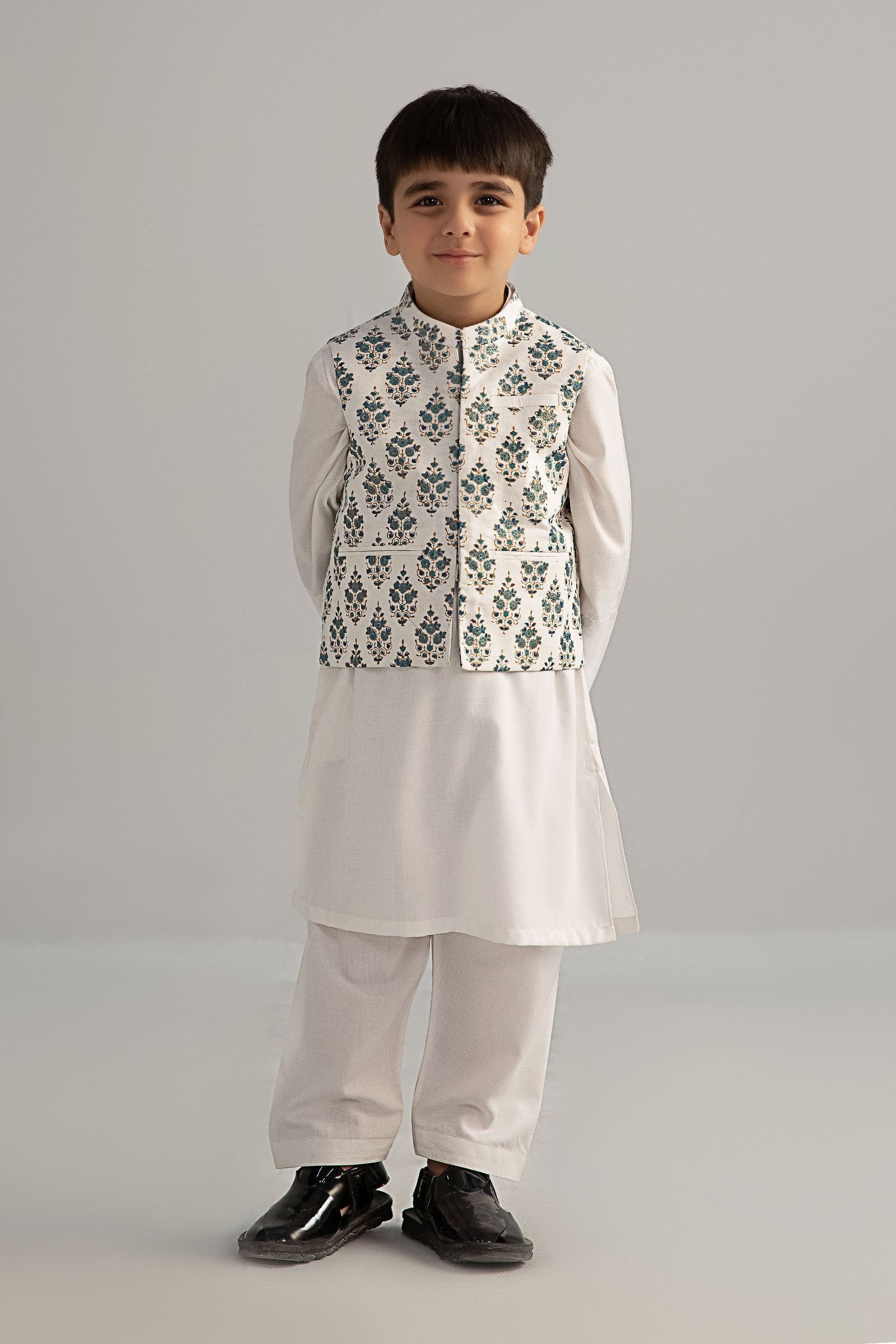 Maria B | Boys | 3 Piece - MBI-3P25-01 (White) -  Maria B Kidswear Complete Suit - Original Designer Dress - House of Maryam