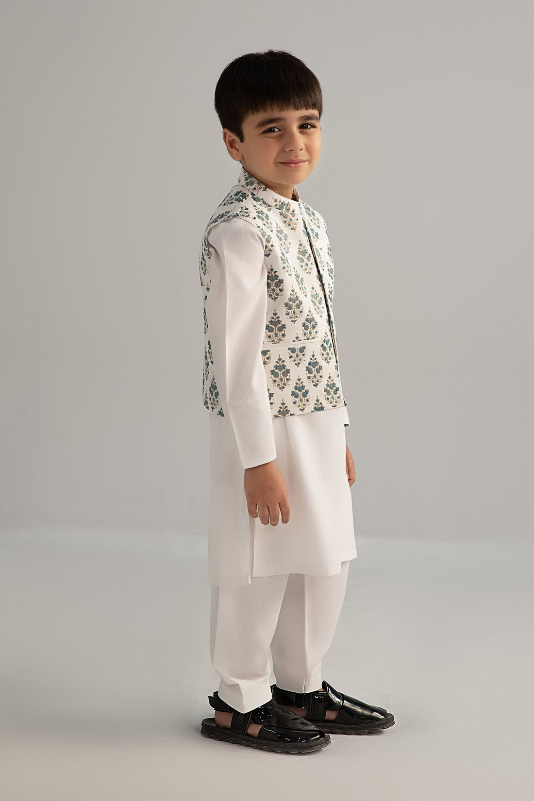 Maria B | Boys | 3 Piece - MBI-3P25-01 (White) -  Maria B Kidswear Complete Suit - Original Designer Dress - House of Maryam