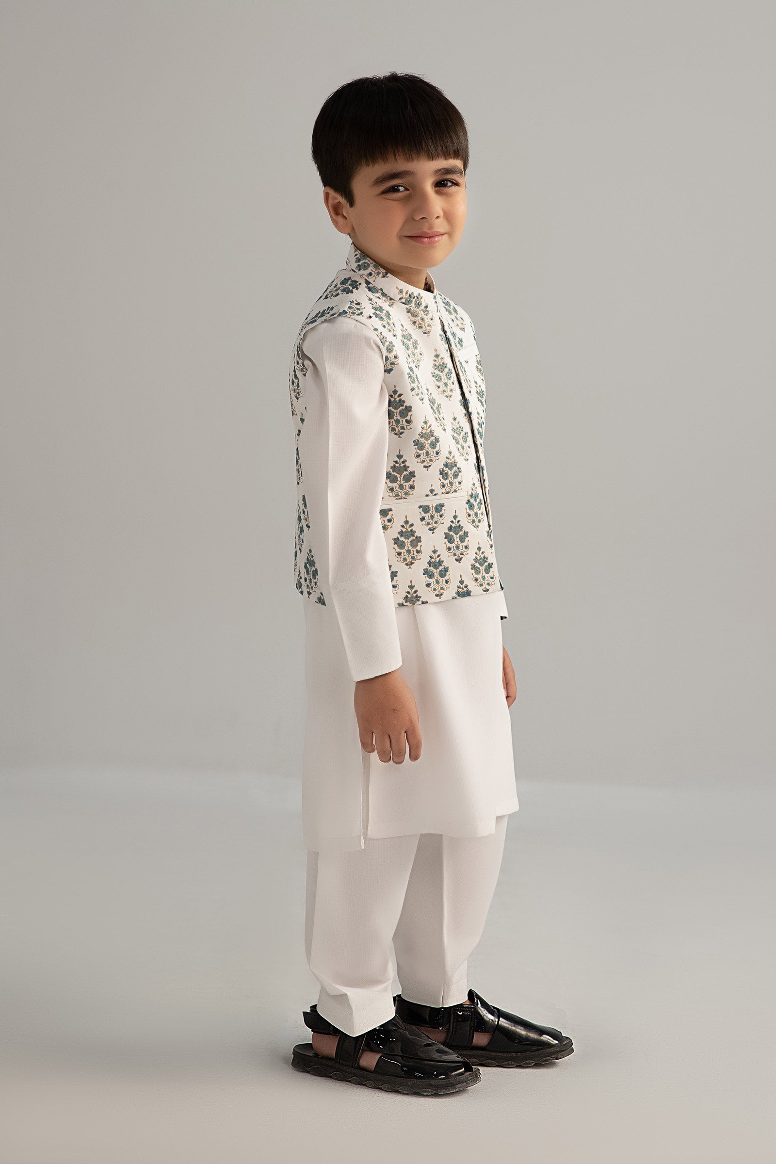 Maria B | Boys | 3 Piece - MBI-3P25-01 (White) -  Maria B Kidswear Complete Suit - Original Designer Dress - House of Maryam