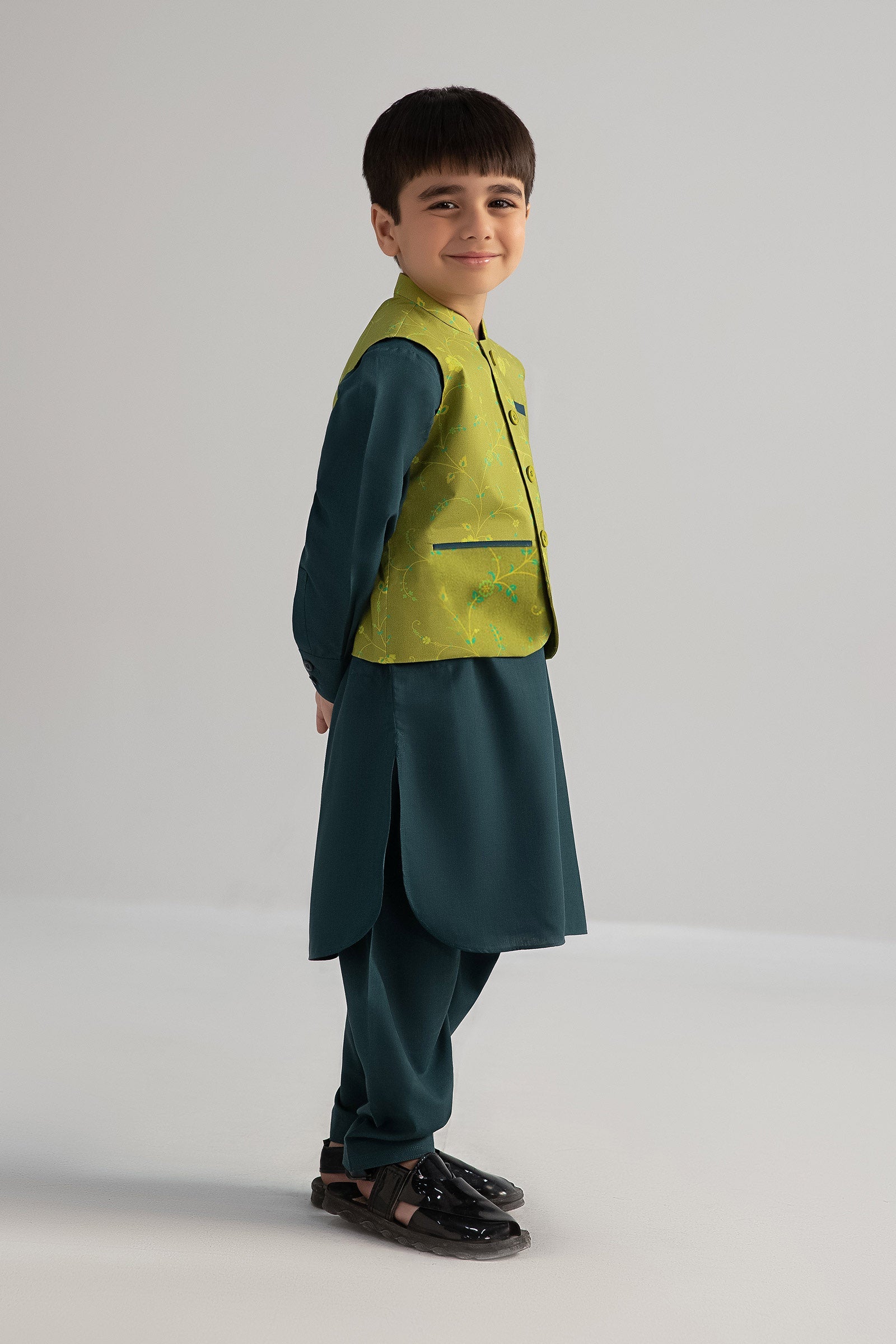 Maria B | Boys | 3 Piece - MBI-3P25-02 (Bottle Green) -  Maria B Kidswear Complete Suit - Original Designer Dress - House of Maryam