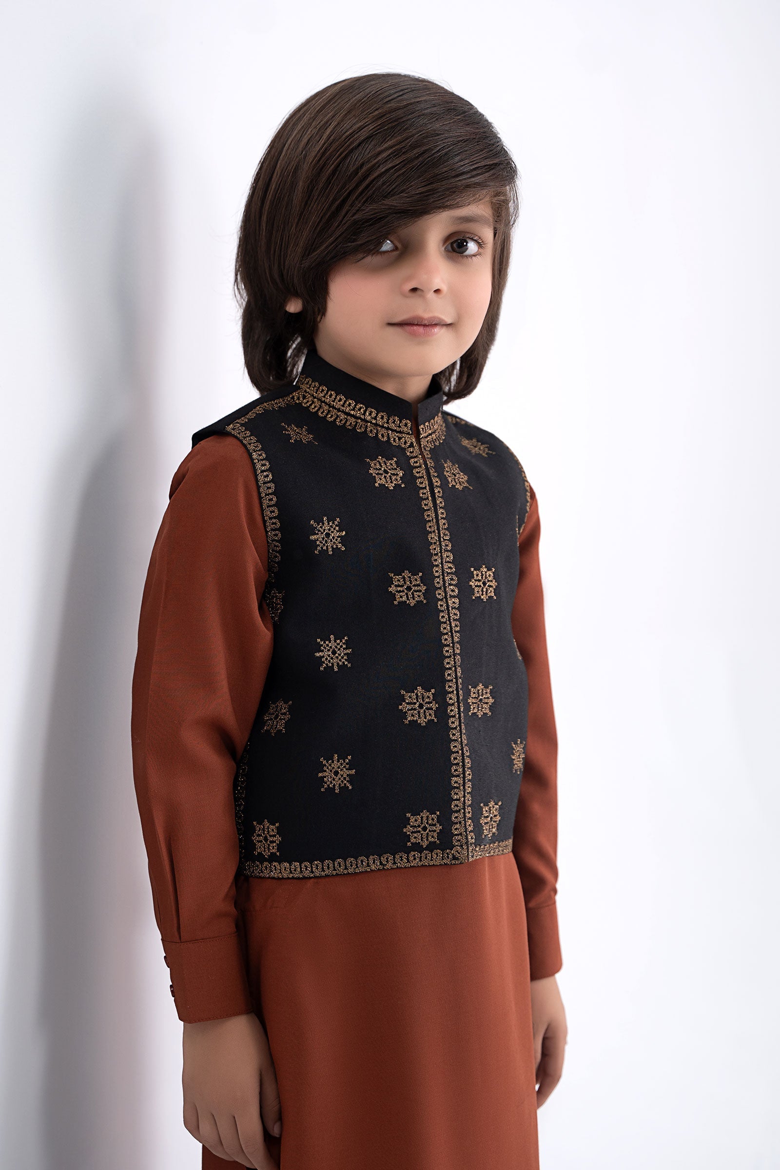 Maria B | Boys | 3 Piece - MBI-3P25-04 (Rust Flair) -  Maria B Kidswear Complete Suit - Original Designer Dress - House of Maryam