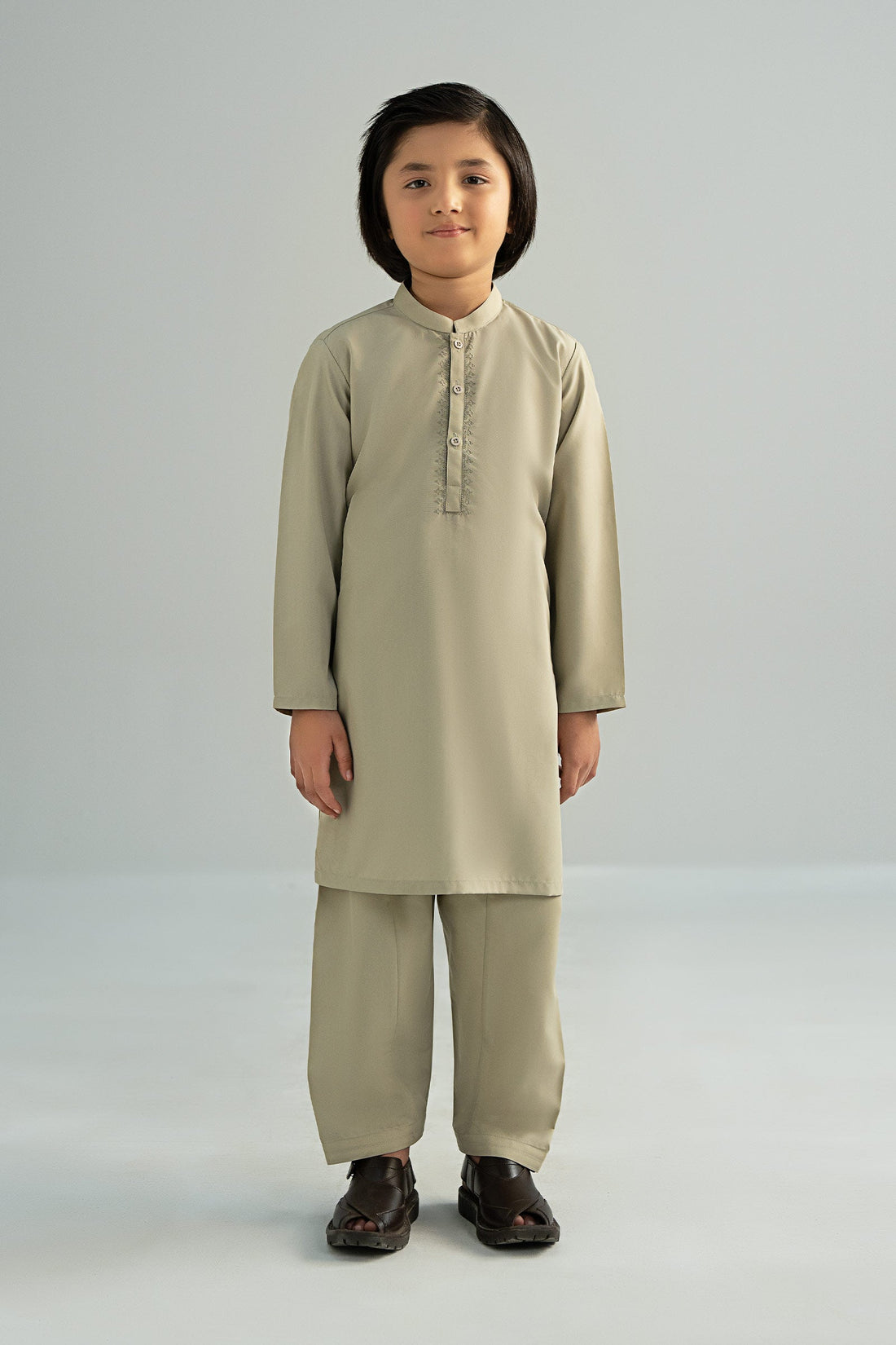 Maria B | Boys | 2 Piece - MBK-2P25-03 (Cement) -  Maria B Kidswear Complete Suit - Original Designer Dress - House of Maryam