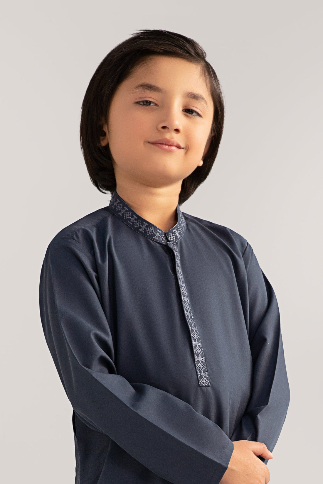 Maria B | Boys | 2 Piece - MBK-2P25-04 (Smoke Grey) -  Maria B Kidswear Complete Suit - Original Designer Dress - House of Maryam