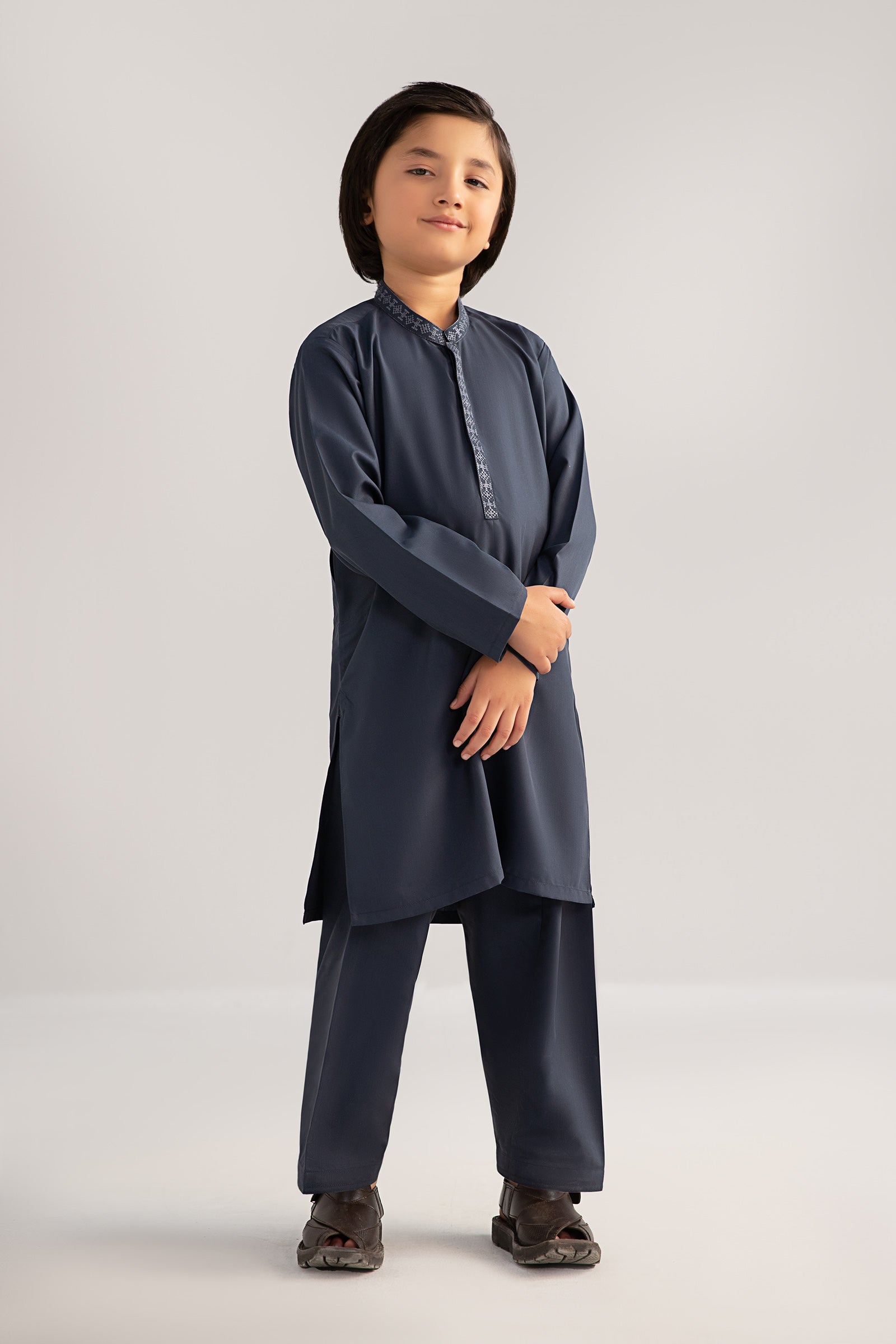 Maria B | Boys | 2 Piece - MBK-2P25-04 (Smoke Grey) -  Maria B Kidswear Complete Suit - Original Designer Dress - House of Maryam