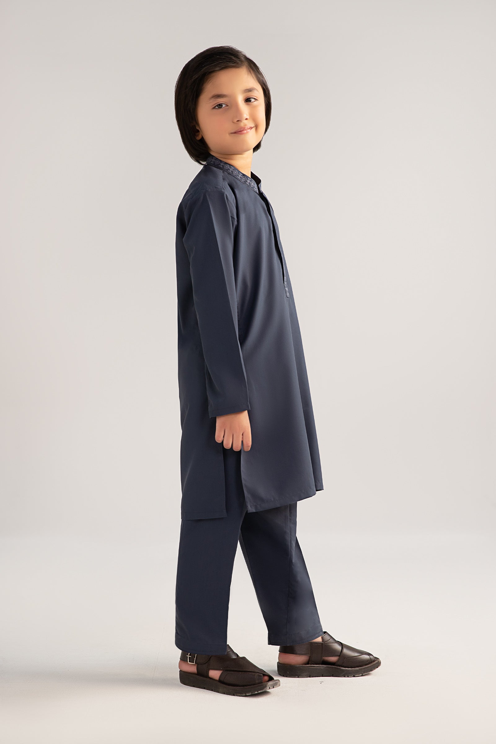Maria B | Boys | 2 Piece - MBK-2P25-04 (Smoke Grey) -  Maria B Kidswear Complete Suit - Original Designer Dress - House of Maryam