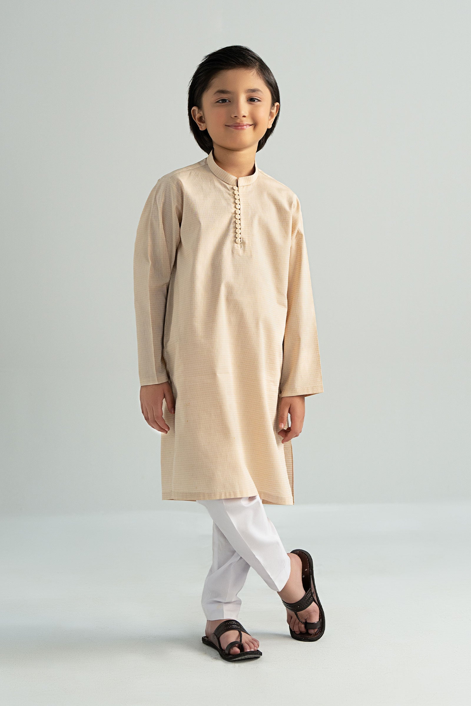 Maria B | Boys | Kurta - MBK-KR25-01 (Apricot) -  Maria B Kidswear Kurtas - Original Designer Dress - House of Maryam