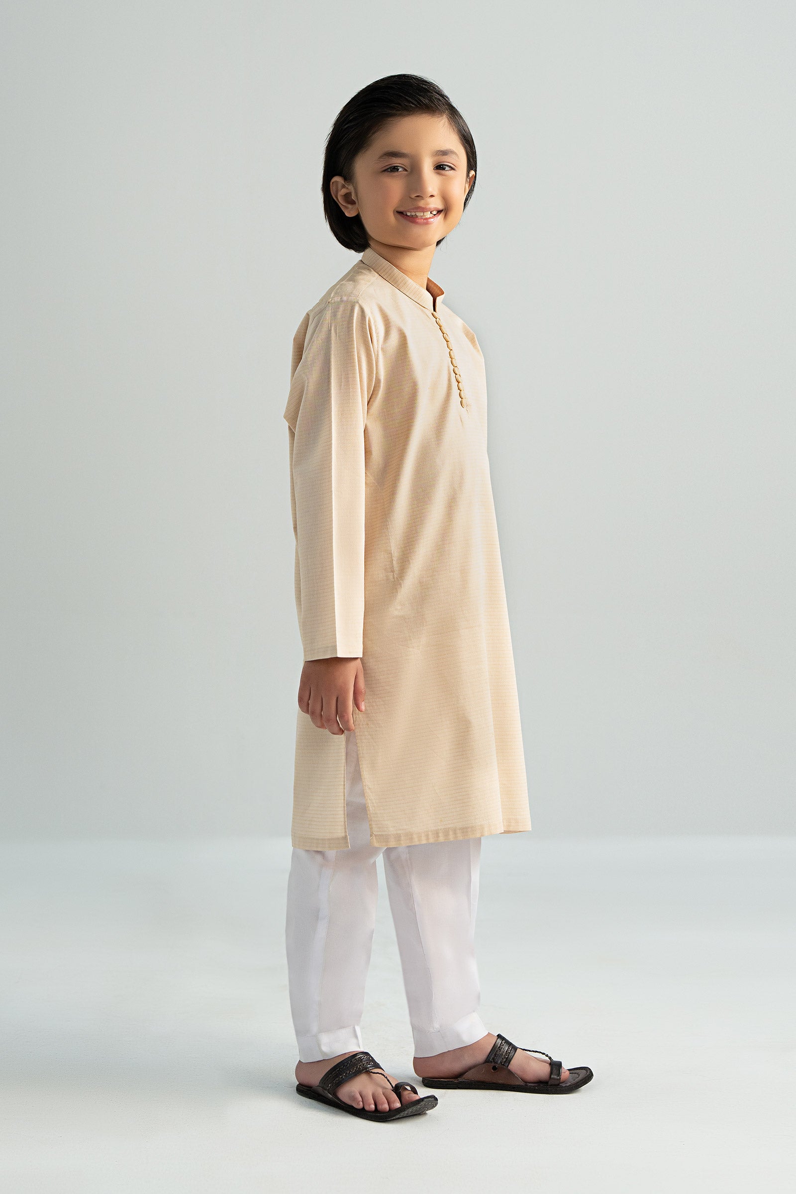 Maria B | Boys | Kurta - MBK-KR25-01 (Apricot) -  Maria B Kidswear Kurtas - Original Designer Dress - House of Maryam