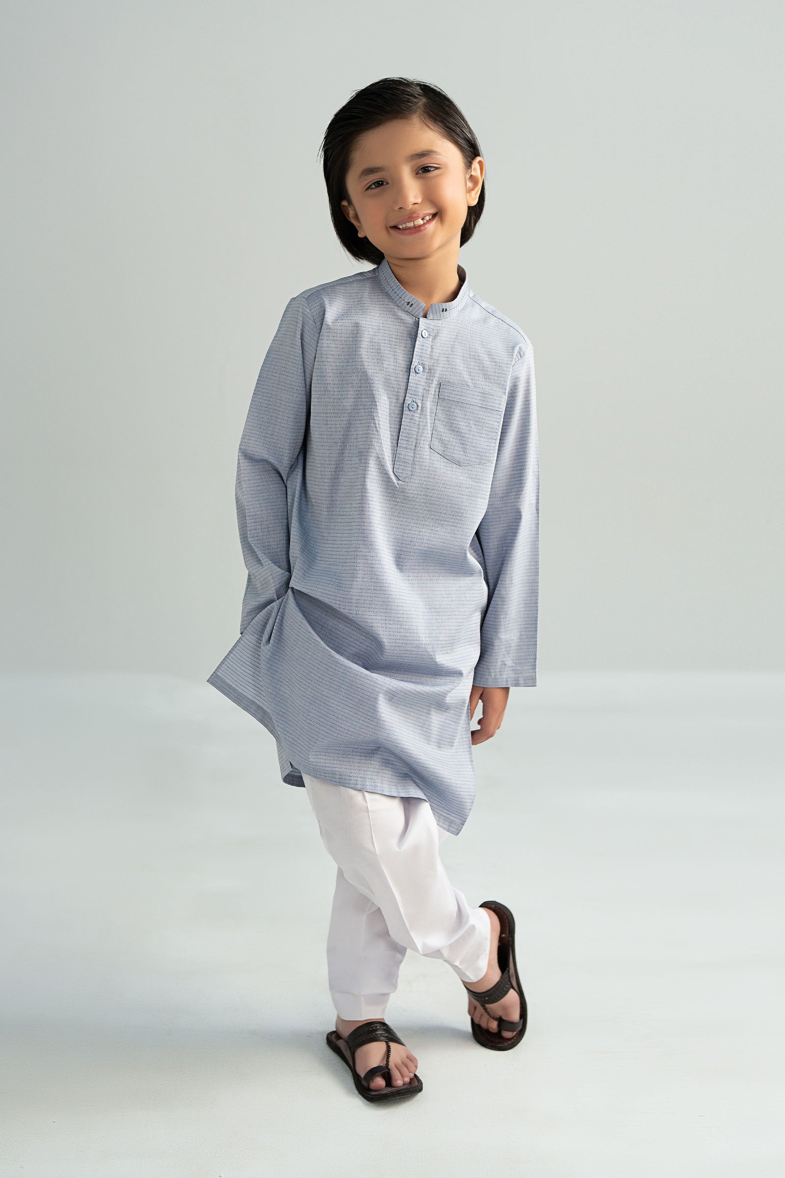 Maria B | Boys | Kurta - MBK-KR25-02 (Denim) -  Maria B Kidswear Kurtas - Original Designer Dress - House of Maryam
