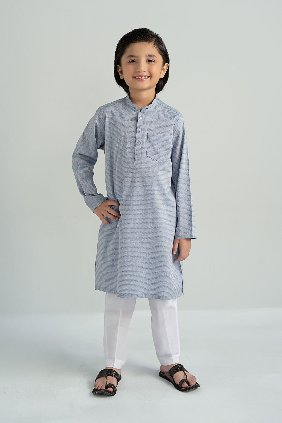 Maria B | Boys | Kurta - MBK-KR25-02 (Denim) -  Maria B Kidswear Kurtas - Original Designer Dress - House of Maryam