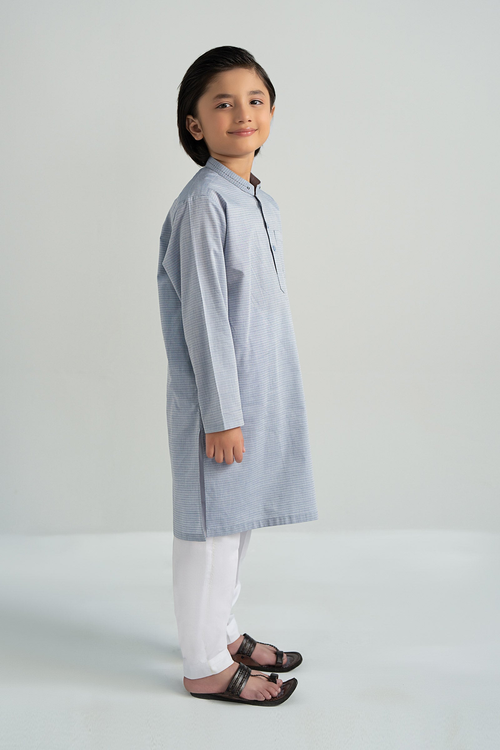 Maria B | Boys | Kurta - MBK-KR25-02 (Denim) -  Maria B Kidswear Kurtas - Original Designer Dress - House of Maryam