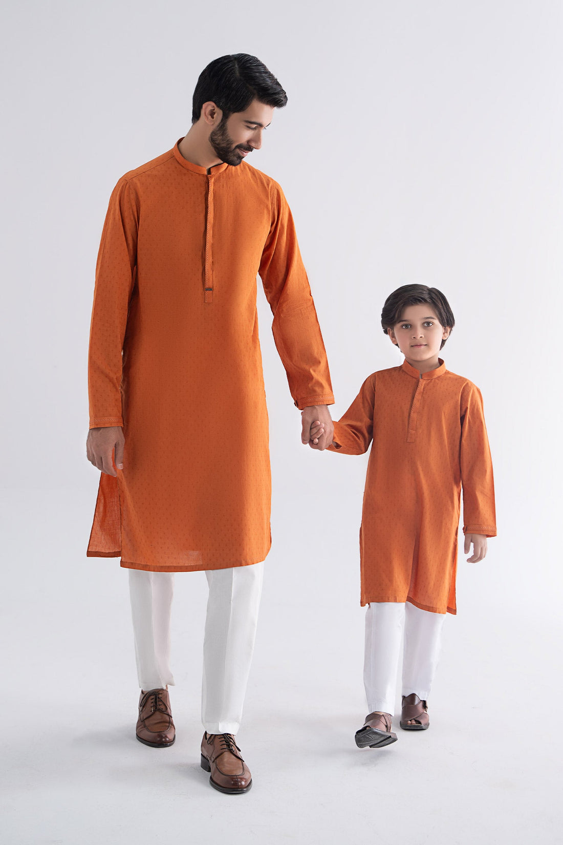 Maria B | Boys | Kurta - MBK-KR25-05 (Rust Orange) -  Maria B Kidswear Kurtas - Original Designer Dress - House of Maryam