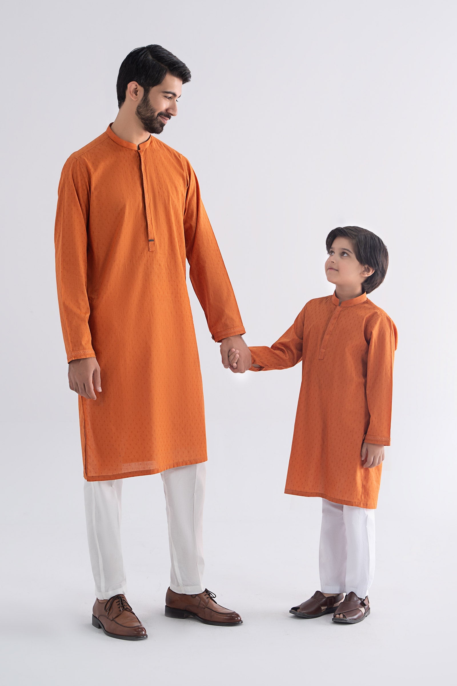 Maria B | Boys | Kurta - MBK-KR25-05 (Rust Orange) -  Maria B Kidswear Kurtas - Original Designer Dress - House of Maryam