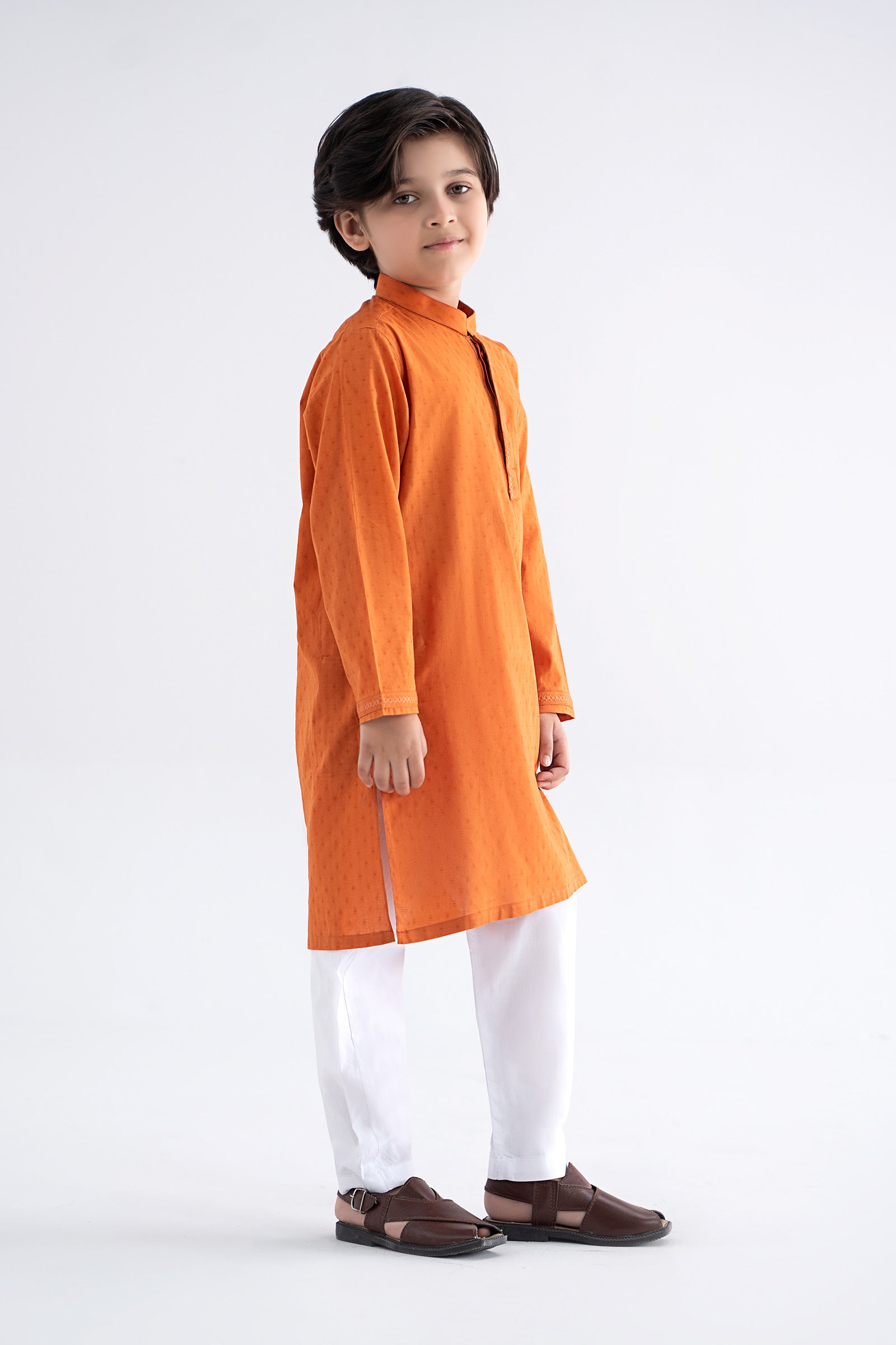Maria B | Boys | Kurta - MBK-KR25-05 (Rust Orange) -  Maria B Kidswear Kurtas - Original Designer Dress - House of Maryam