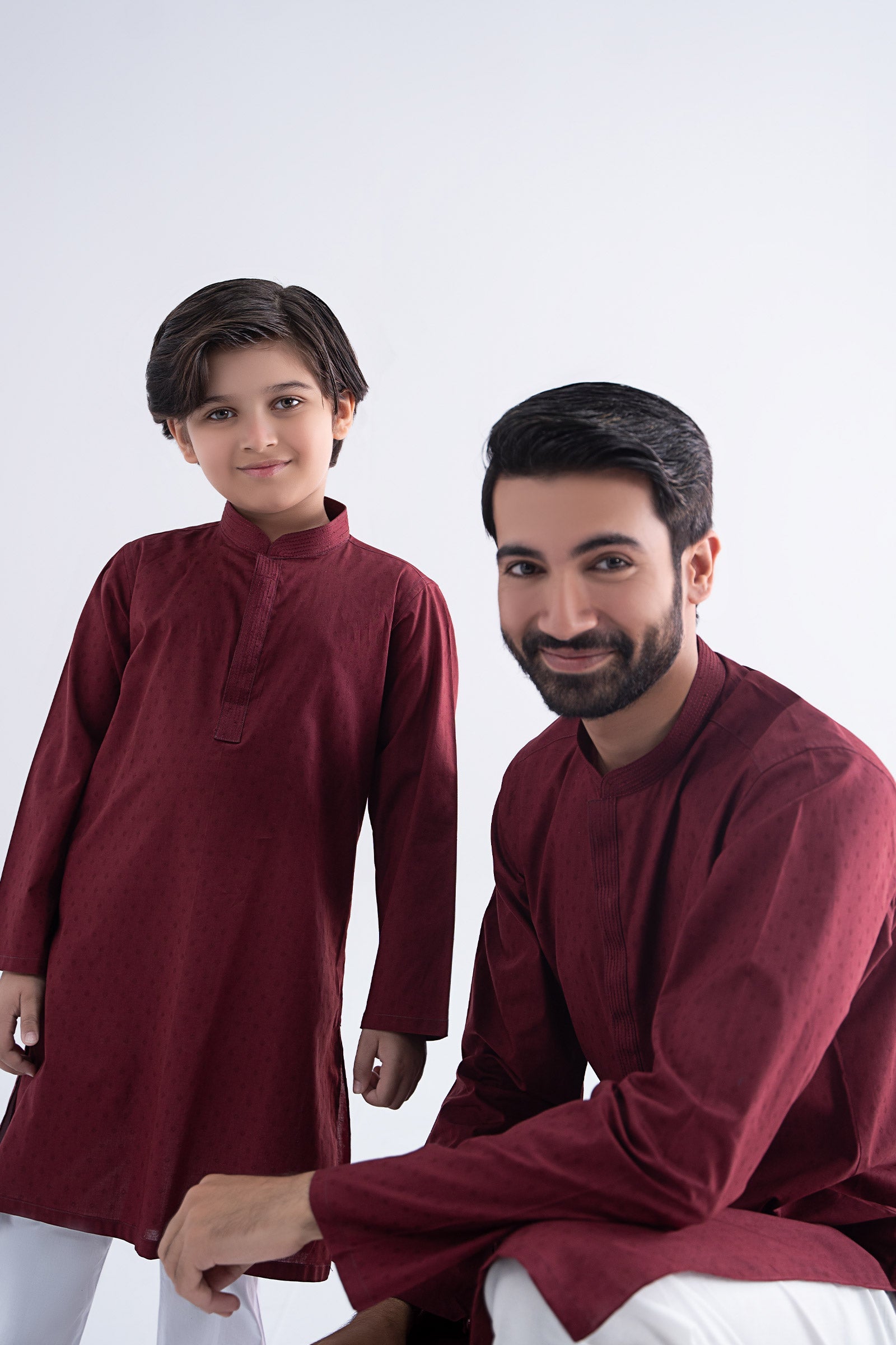 Maria B | Boys | Kurta - MBK-KR25-06 (Maroon) -  Maria B Kidswear Kurtas - Original Designer Dress - House of Maryam