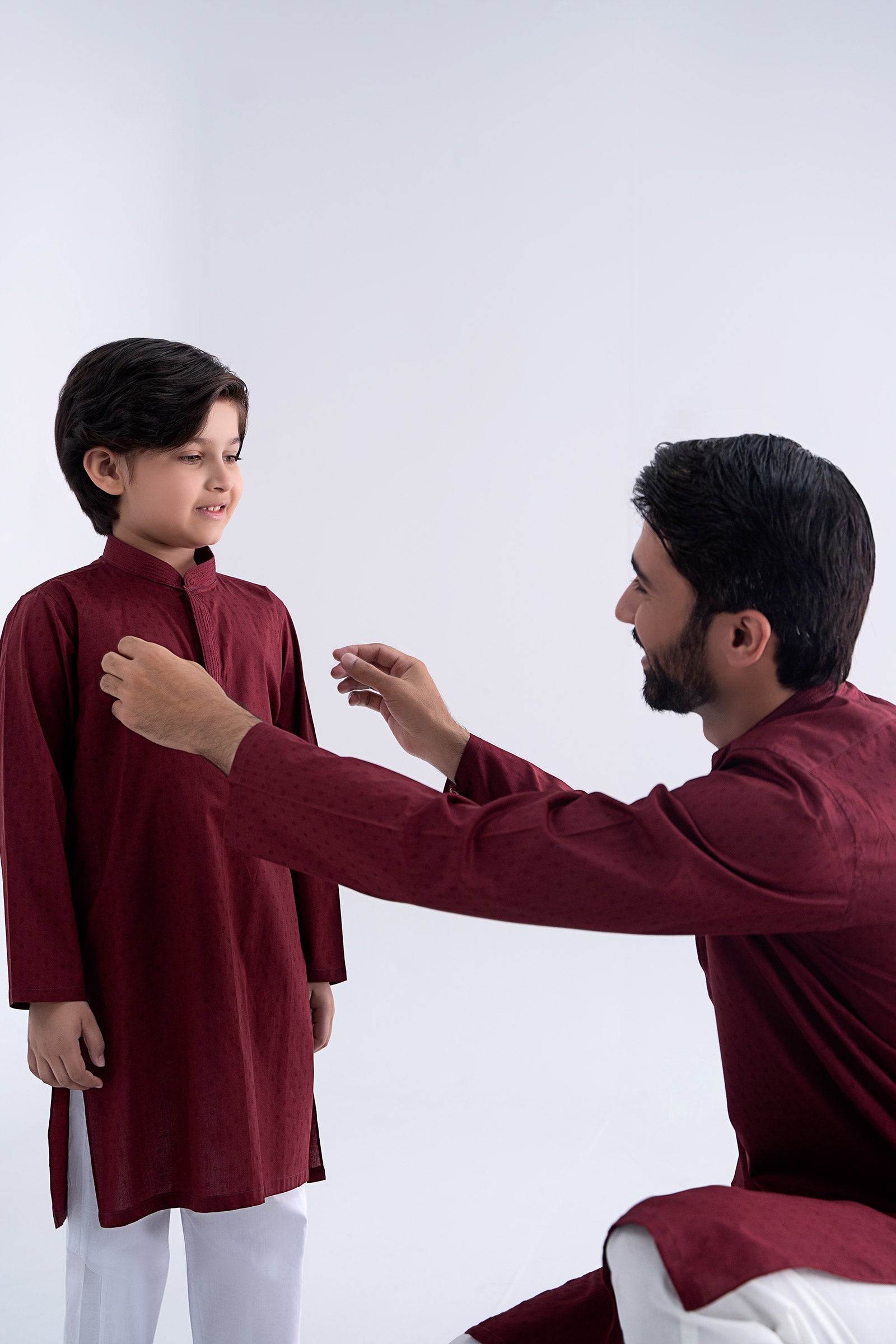 Maria B | Boys | Kurta - MBK-KR25-06 (Maroon) -  Maria B Kidswear Kurtas - Original Designer Dress - House of Maryam