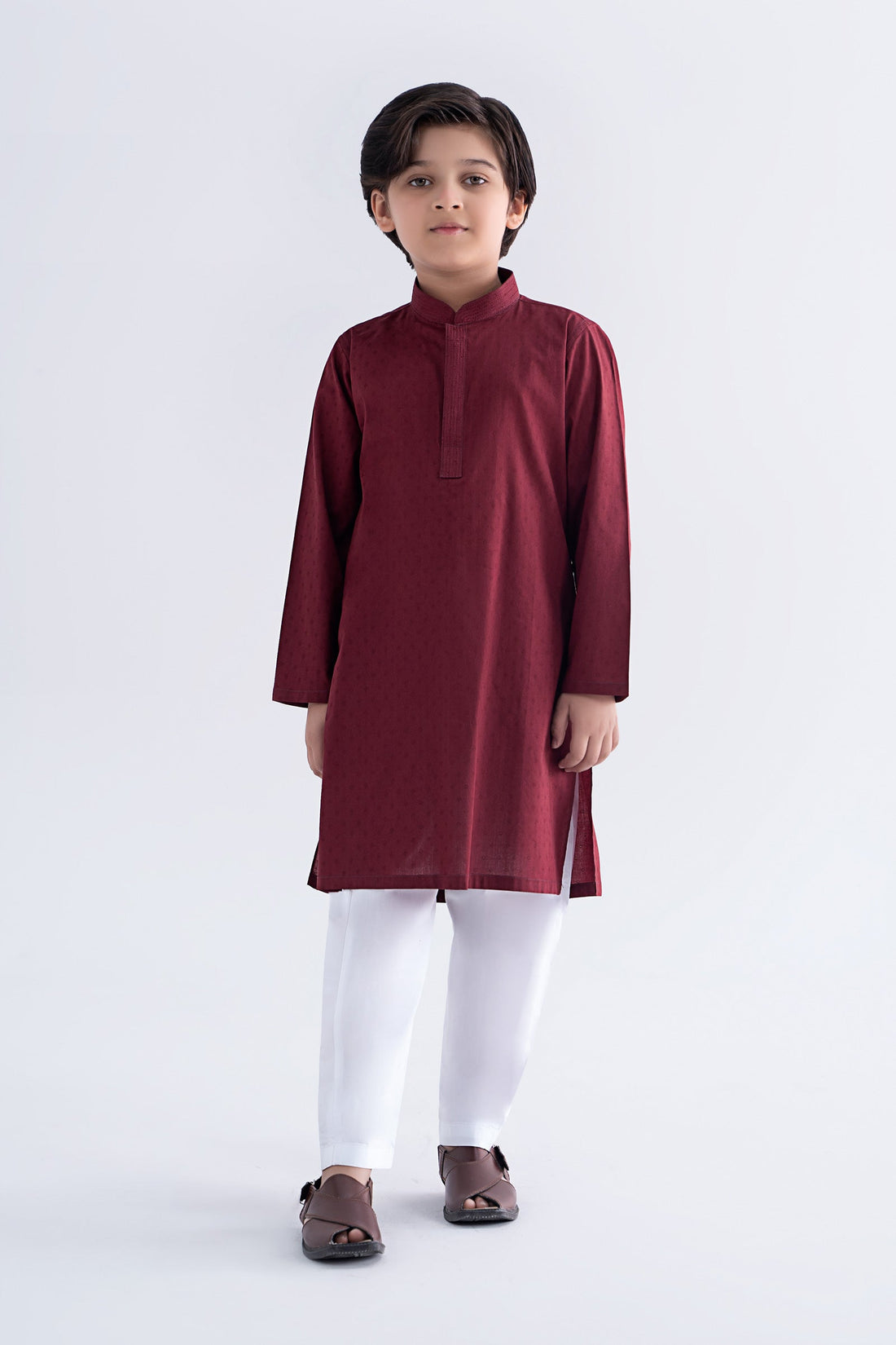Maria B | Boys | Kurta - MBK-KR25-06 (Maroon) -  Maria B Kidswear Kurtas - Original Designer Dress - House of Maryam