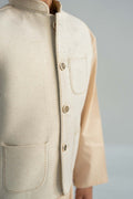 Maria B | Boys | Waistcoast - MBK-WC25-03 (Natural) -  Maria B Kidswear Waistcoats - Original Designer Dress - House of Maryam