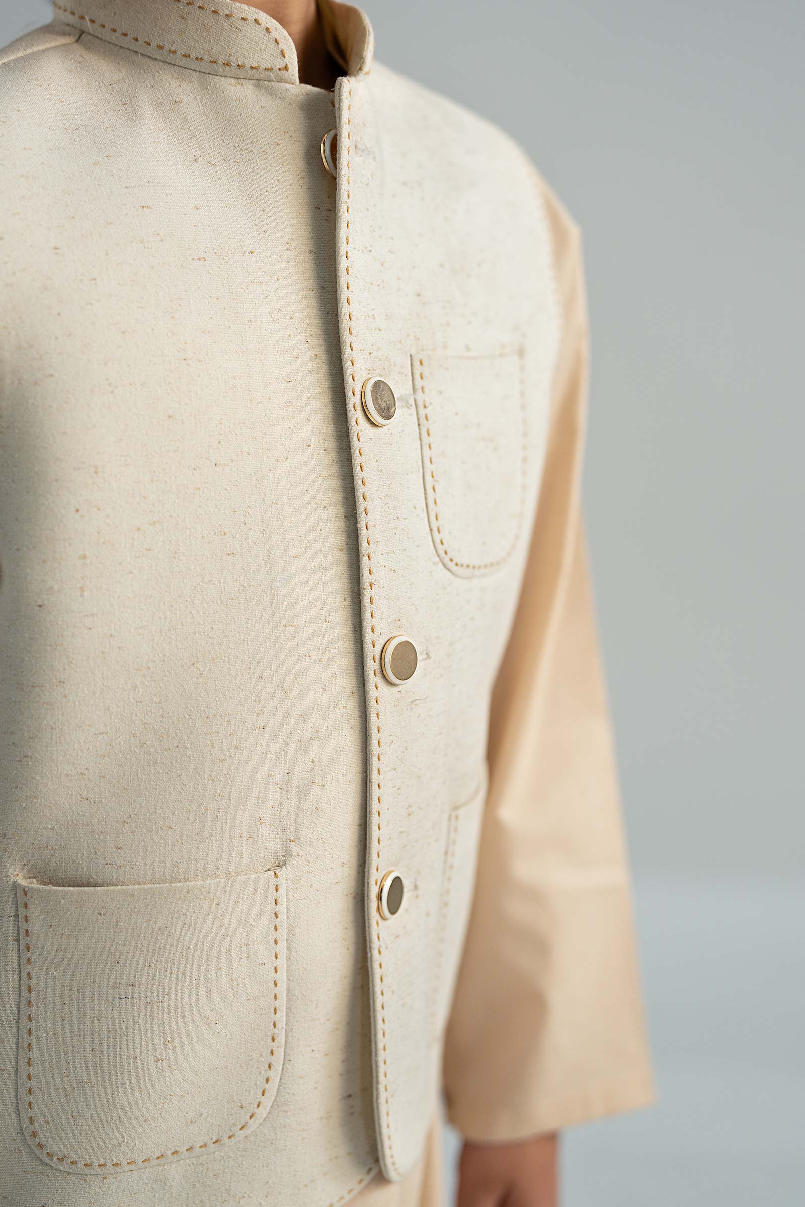 Maria B | Boys | Waistcoast - MBK-WC25-03 (Natural) -  Maria B Kidswear Waistcoats - Original Designer Dress - House of Maryam