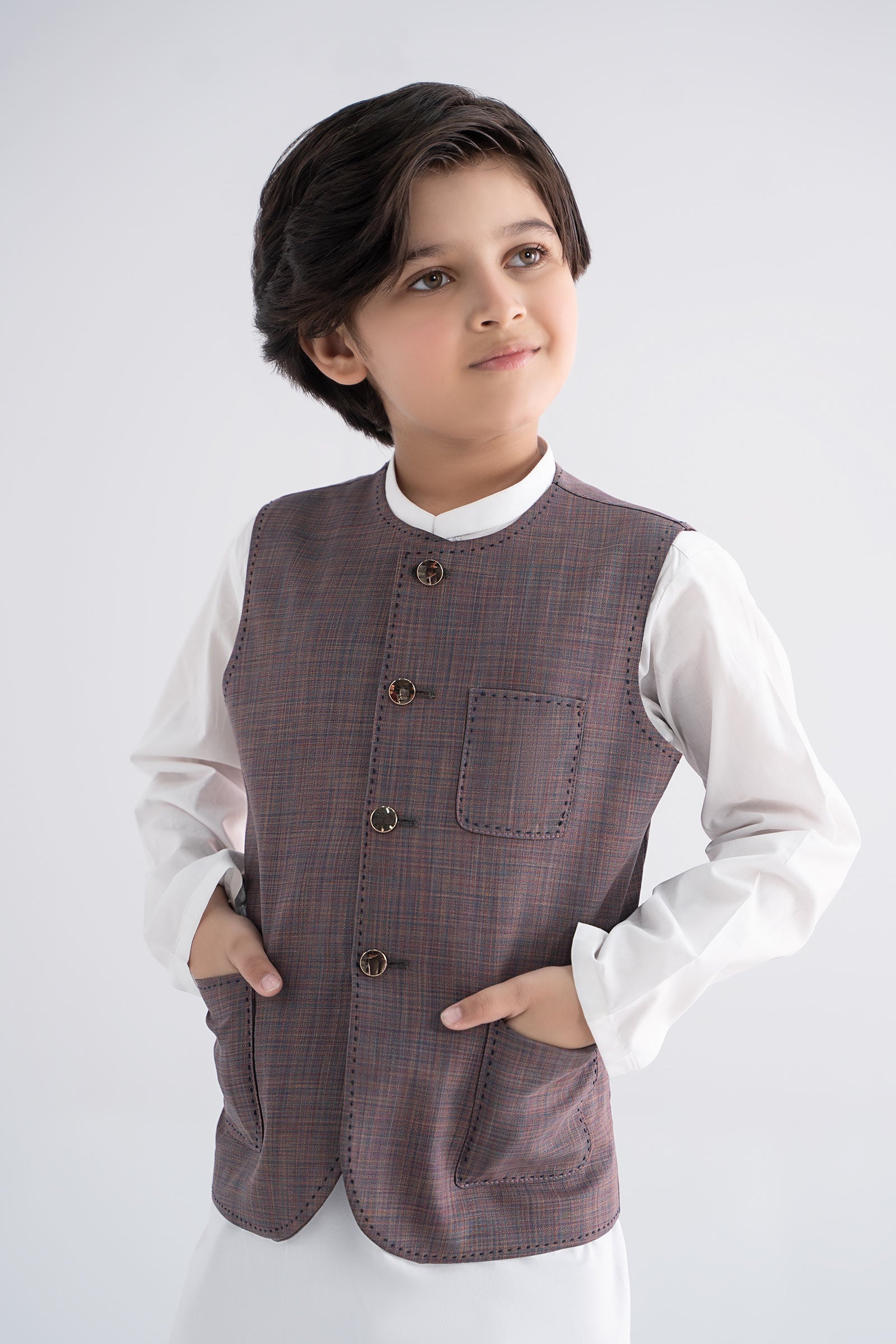 Maria B | Boys | Waistcoast - MBK-WC25-04 (Ajate) -  Maria B Kidswear Waistcoats - Original Designer Dress - House of Maryam