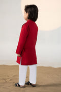 Maria B | Boys | MKB-SS24-11 (Red) -  Maria B Kidswear Complete Suit - Original Designer Dress - House of Maryam