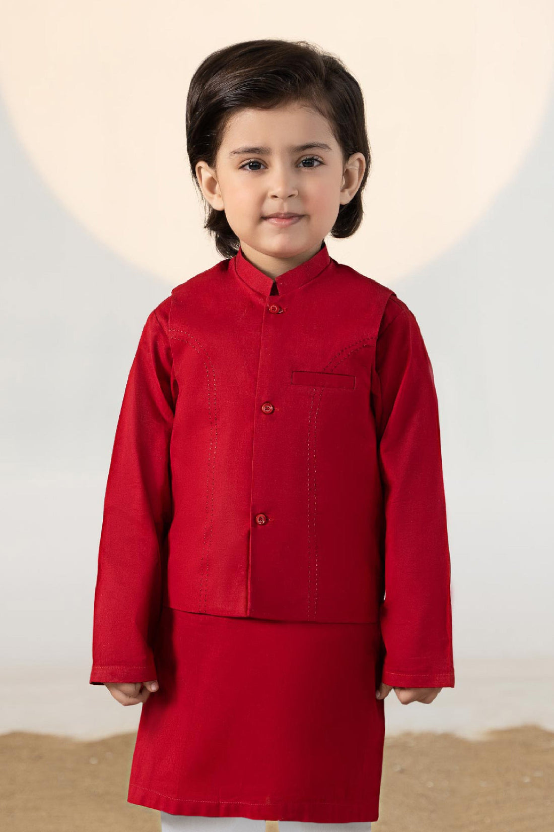 Maria B | Boys | MKB-SS24-11 (Red) -  Maria B Kidswear Complete Suit - Original Designer Dress - House of Maryam