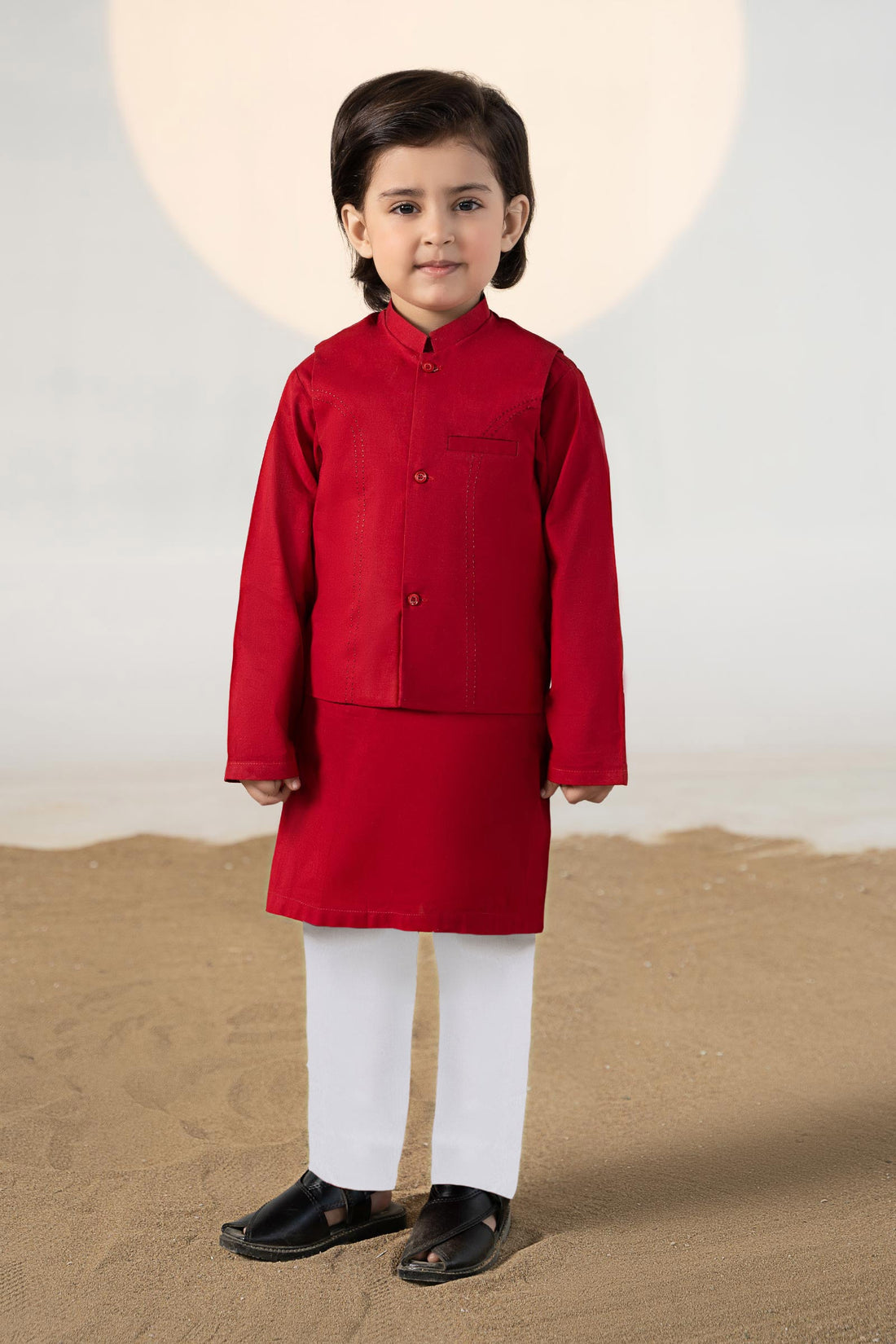 Maria B | Boys | MKB-SS24-11 (Red) -  Maria B Kidswear Complete Suit - Original Designer Dress - House of Maryam