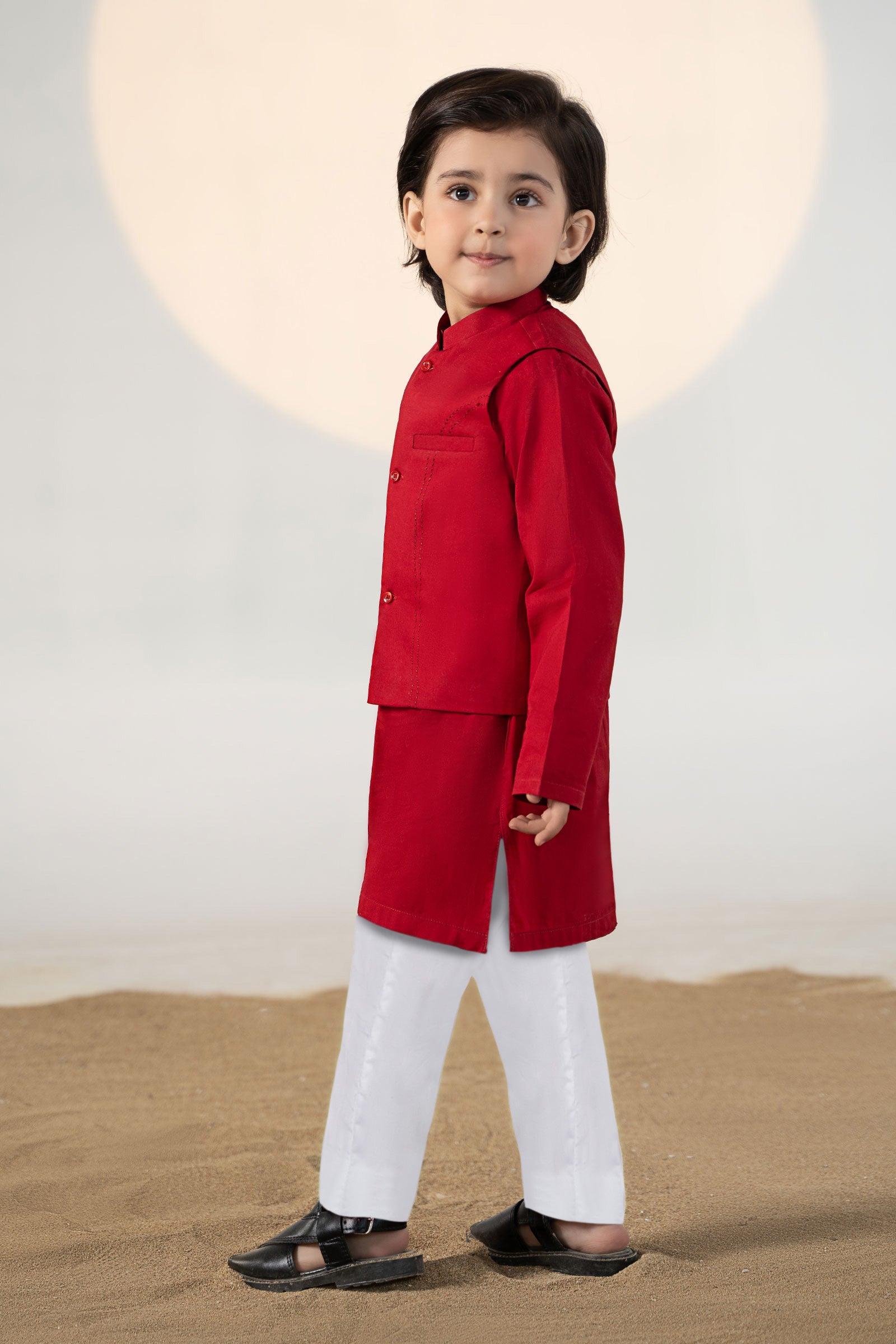 Maria B | Boys | MKB-SS24-11 (Red) -  Maria B Kidswear Complete Suit - Original Designer Dress - House of Maryam