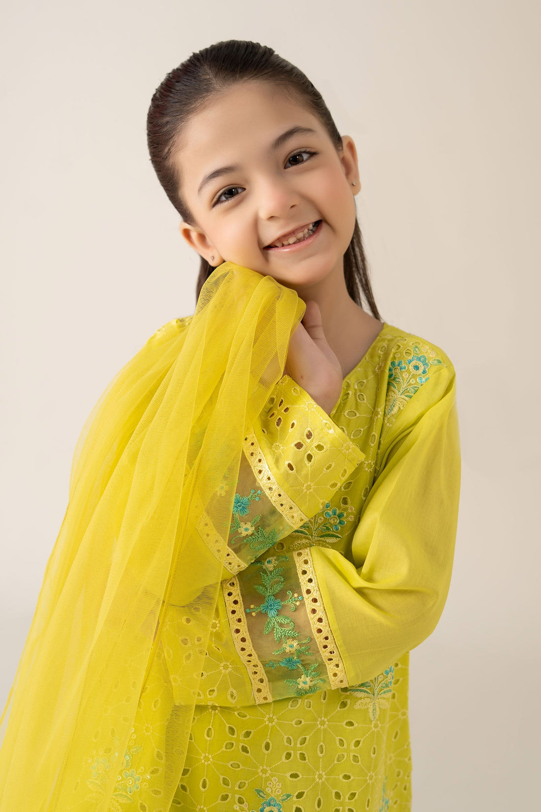 Maria B | Girls | MKD-EA25-43 (Lime Green) -  Maria B Maria B Kids - Original Designer Dress - House of Maryam