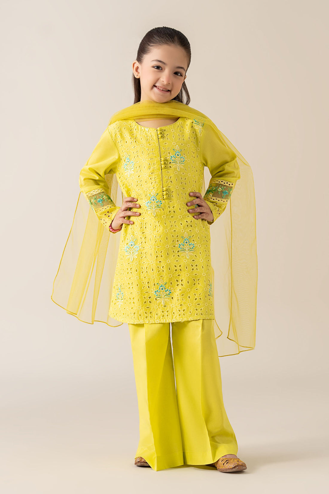 Maria B | Girls | MKD-EA25-43 (Lime Green) -  Maria B Maria B Kids - Original Designer Dress - House of Maryam