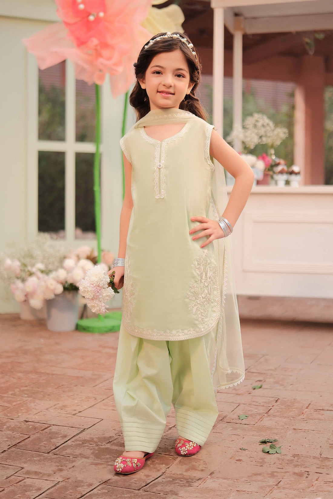Maria B | Girls | MKD-EF25-60 (Green) -  Maria B Maria B Kids - Original Designer Dress - House of Maryam