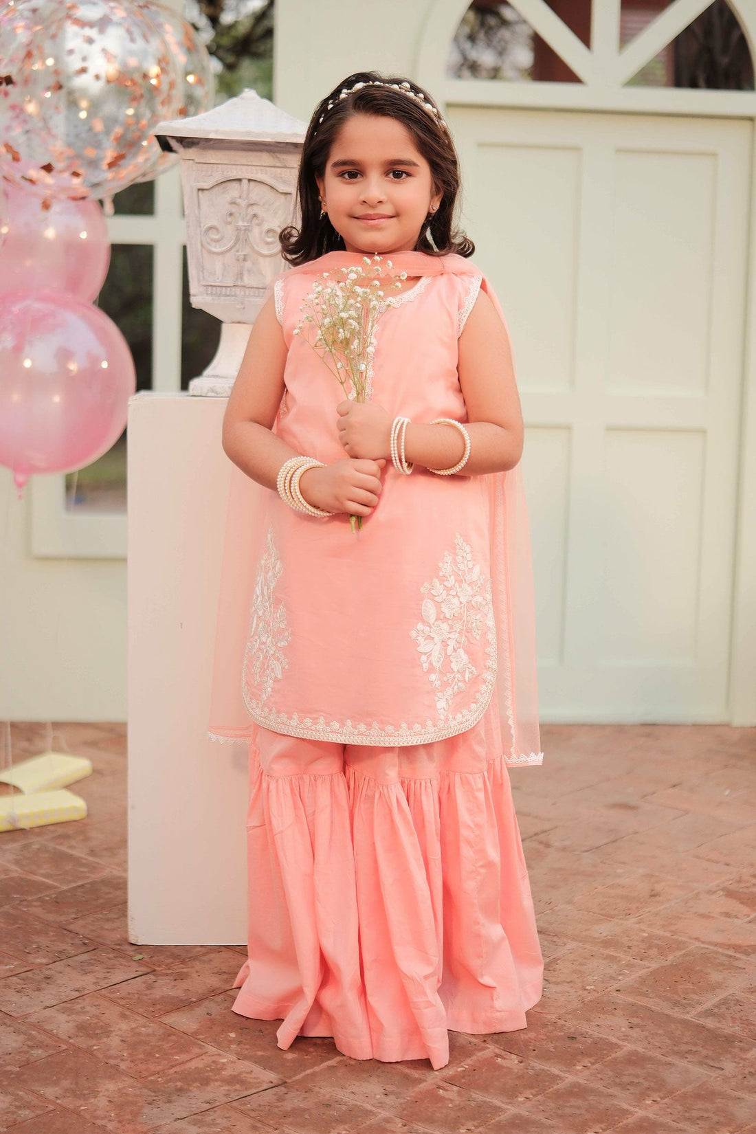 Maria B | Girls | MKD-EF25-60 (Peach) -  Maria B Maria B Kids - Original Designer Dress - House of Maryam