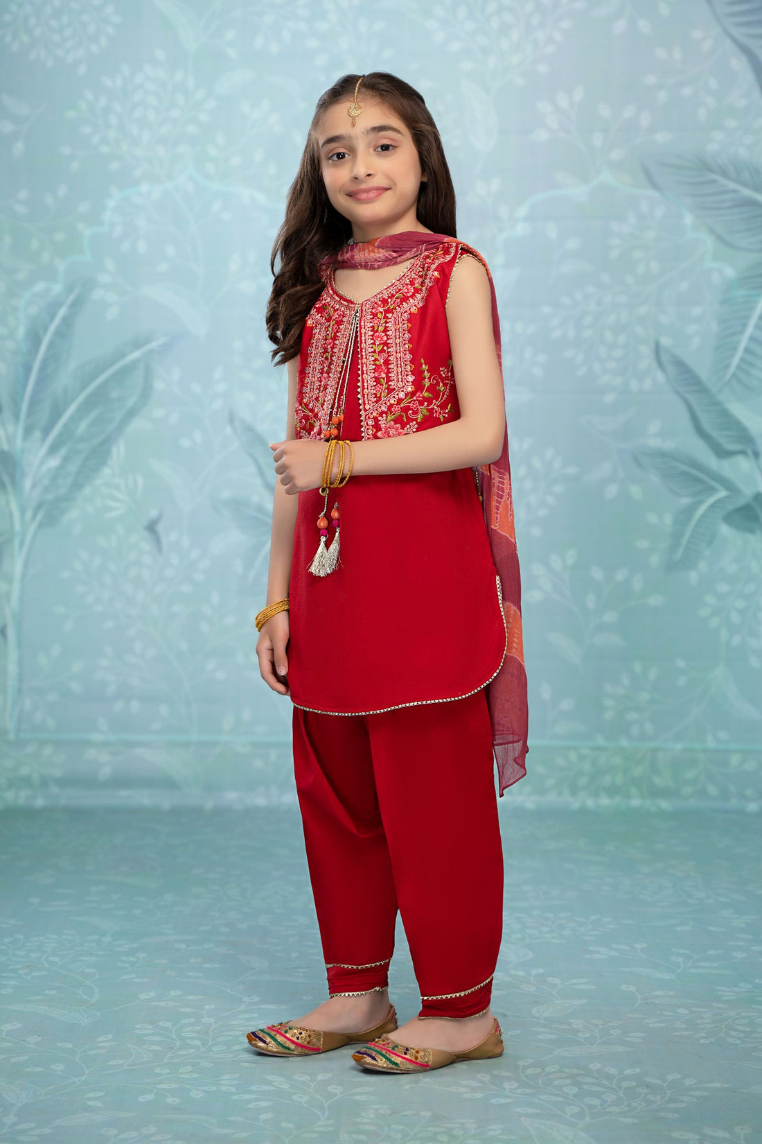 Maria B | Girls | MKD-EF23-06 (Maroon) -  Maria B Maria B Kids - Original Designer Dress - House of Maryam