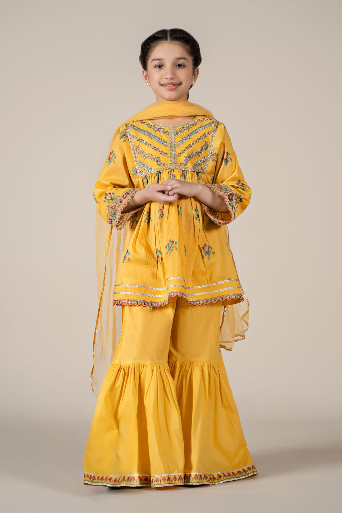 Maria B | Girls | MKD-EF25-15 (Yellow) -  Maria B Maria B Kids - Original Designer Dress - House of Maryam