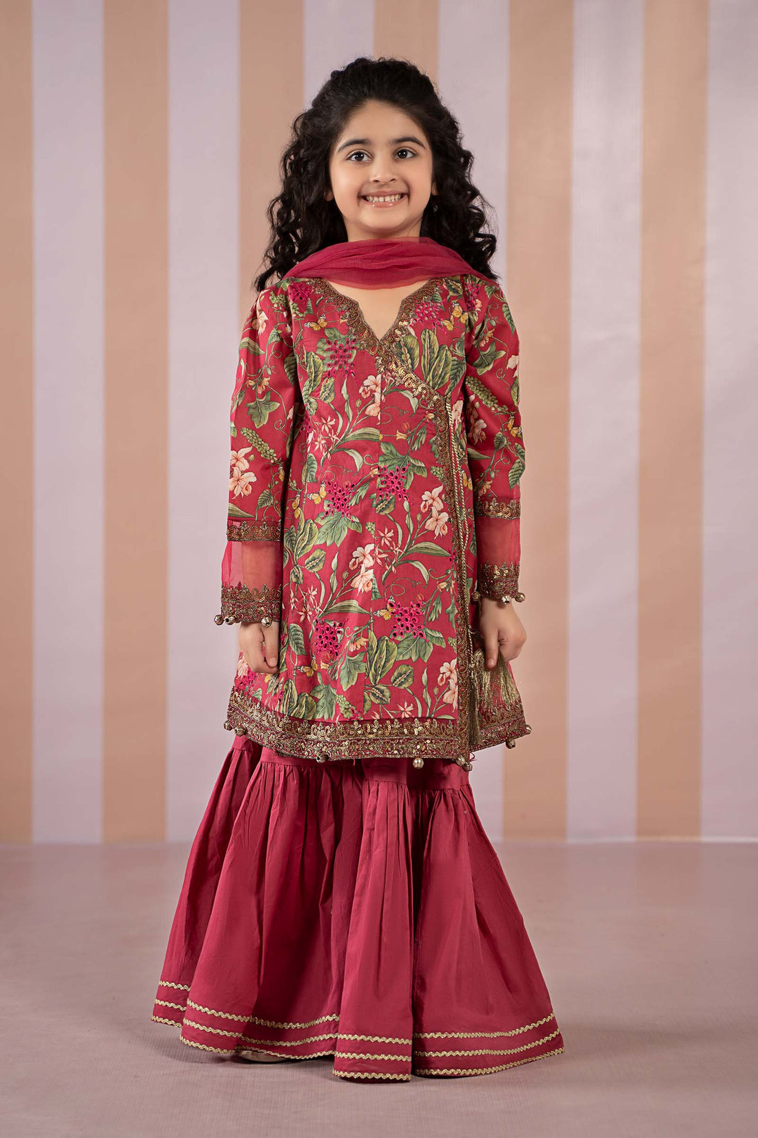 Maria B | Girls | MKD-EF25-18 (Red) -  Maria B Maria B Kids - Original Designer Dress - House of Maryam
