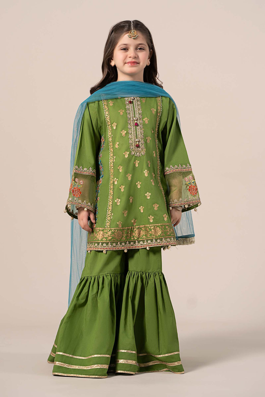 Maria B | Girls | MKD-EF25-24 (Green) -  Maria B Maria B Kids - Original Designer Dress - House of Maryam