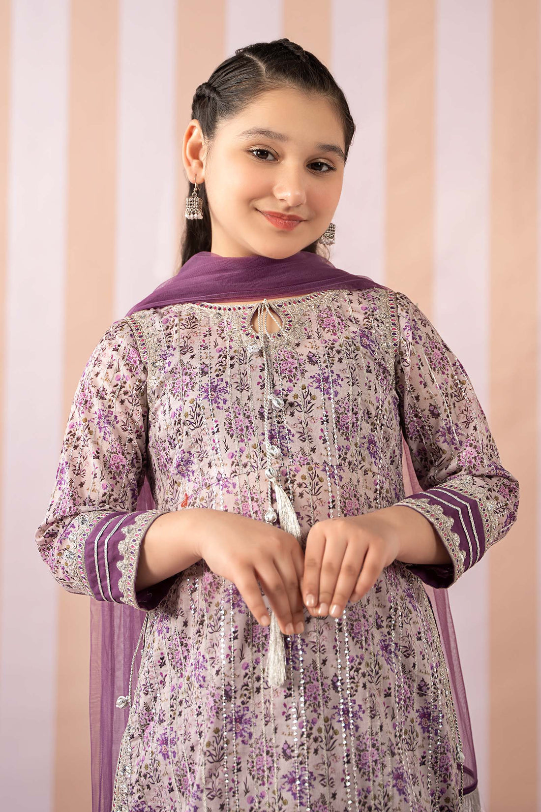 Maria B | Girls | MKD-EF25-27 (Purple) -  Maria B Maria B Kids - Original Designer Dress - House of Maryam