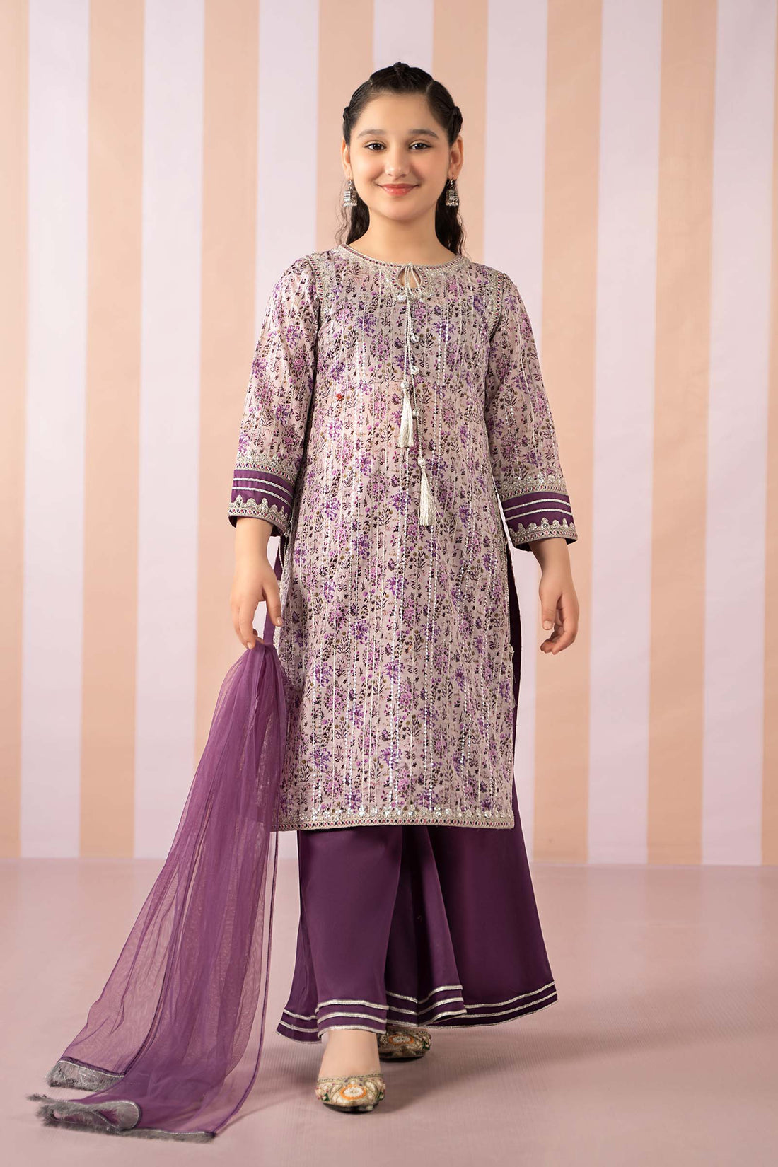 Maria B | Girls | MKD-EF25-27 (Purple) -  Maria B Maria B Kids - Original Designer Dress - House of Maryam