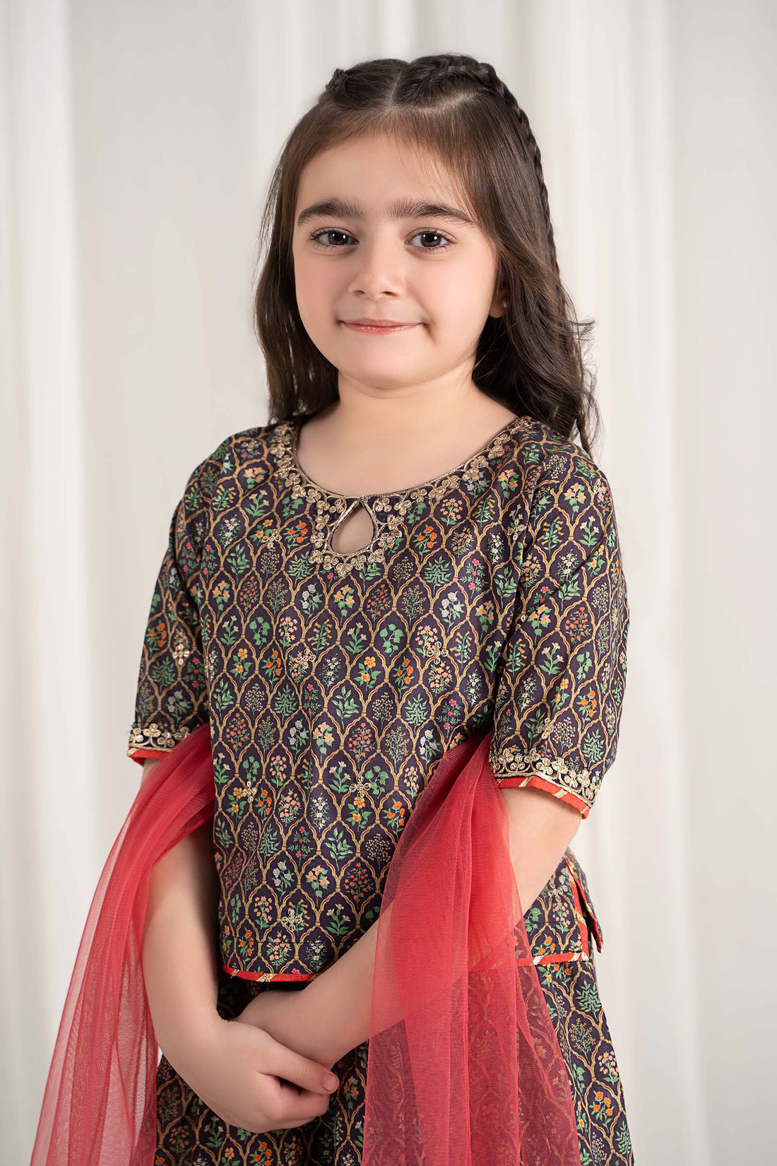 Maria B | Girls | MKD-EF25-30 (Navy Blue) -  Maria B Maria B Kids - Original Designer Dress - House of Maryam