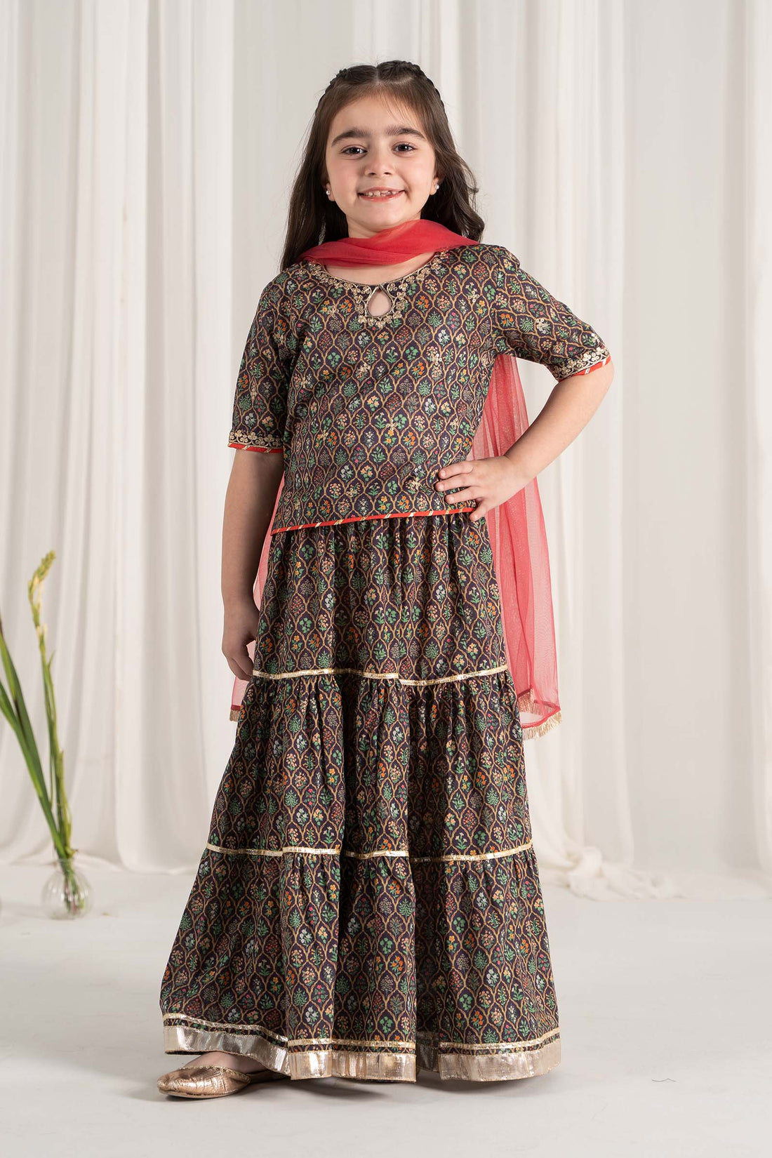 Maria B | Girls | MKD-EF25-30 (Navy Blue) -  Maria B Maria B Kids - Original Designer Dress - House of Maryam