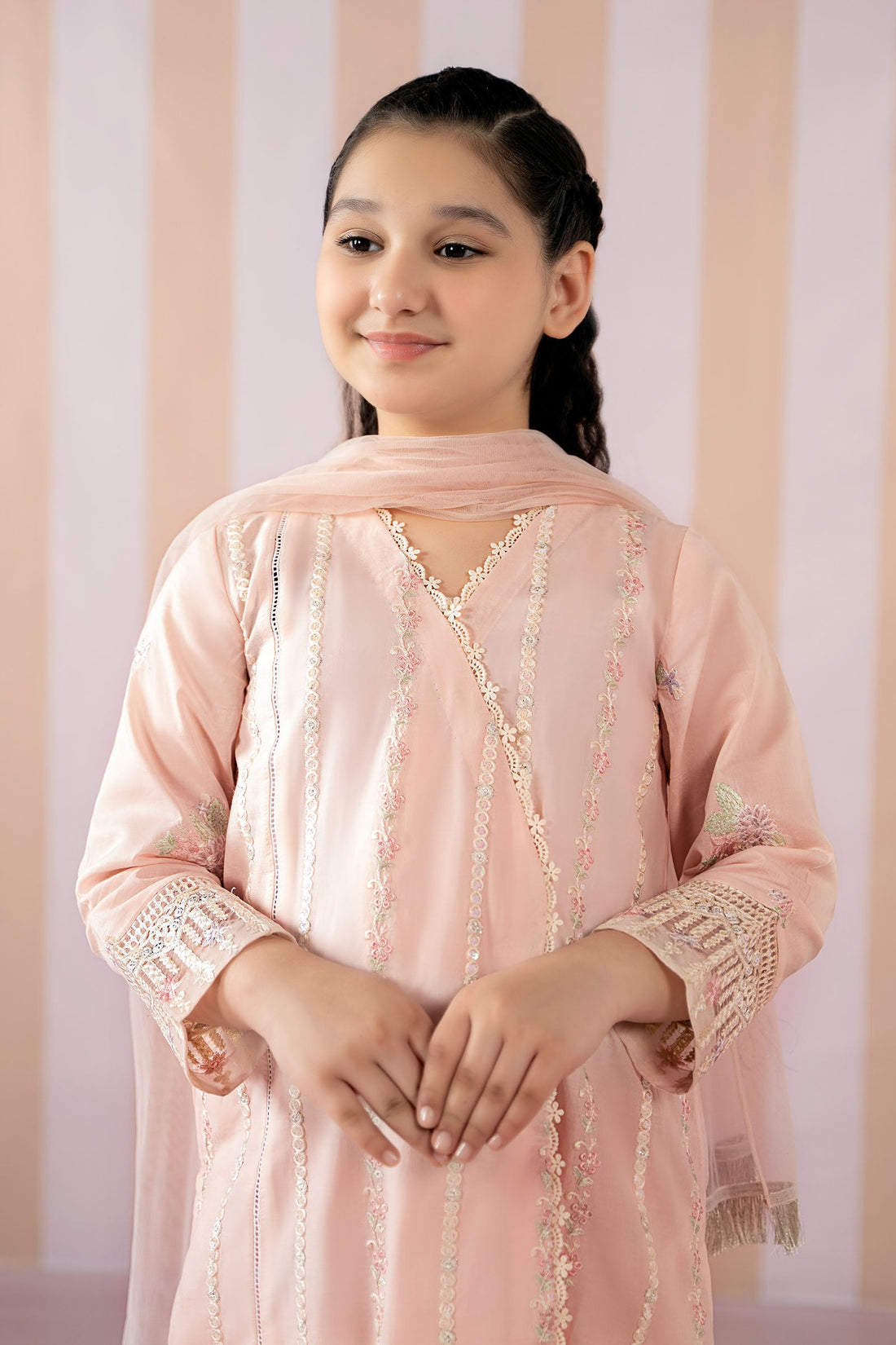 Maria B | Girls | MKD-EF25-51 (Pink) -  Maria B Maria B Kids - Original Designer Dress - House of Maryam