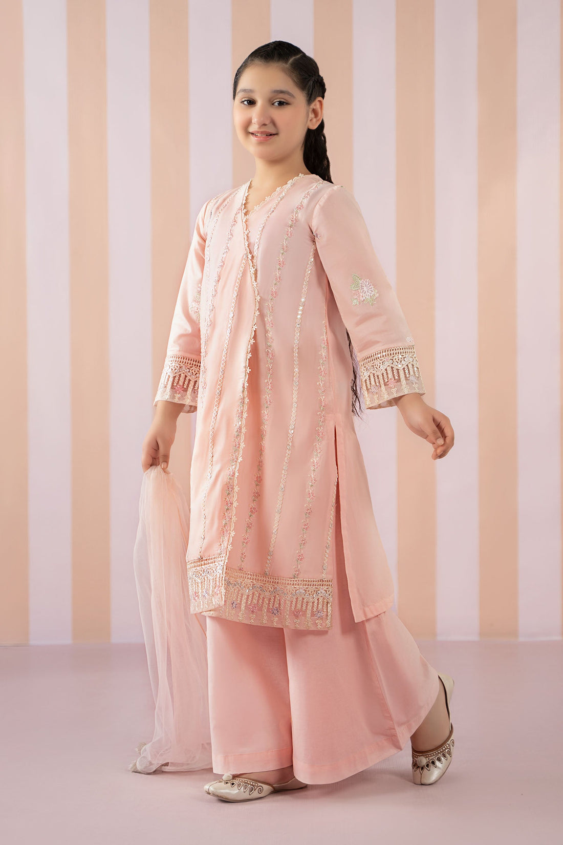 Maria B | Girls | MKD-EF25-51 (Pink) -  Maria B Maria B Kids - Original Designer Dress - House of Maryam