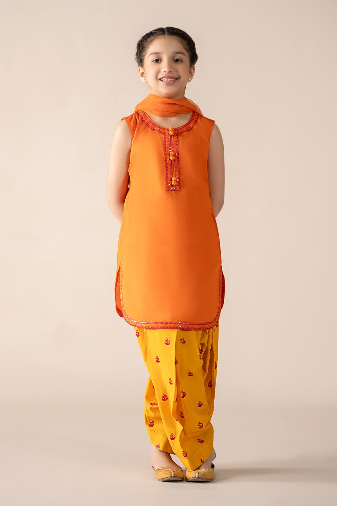 Maria B | Girls | MKD-EF25-54 (Orange) -  Maria B Maria B Kids - Original Designer Dress - House of Maryam