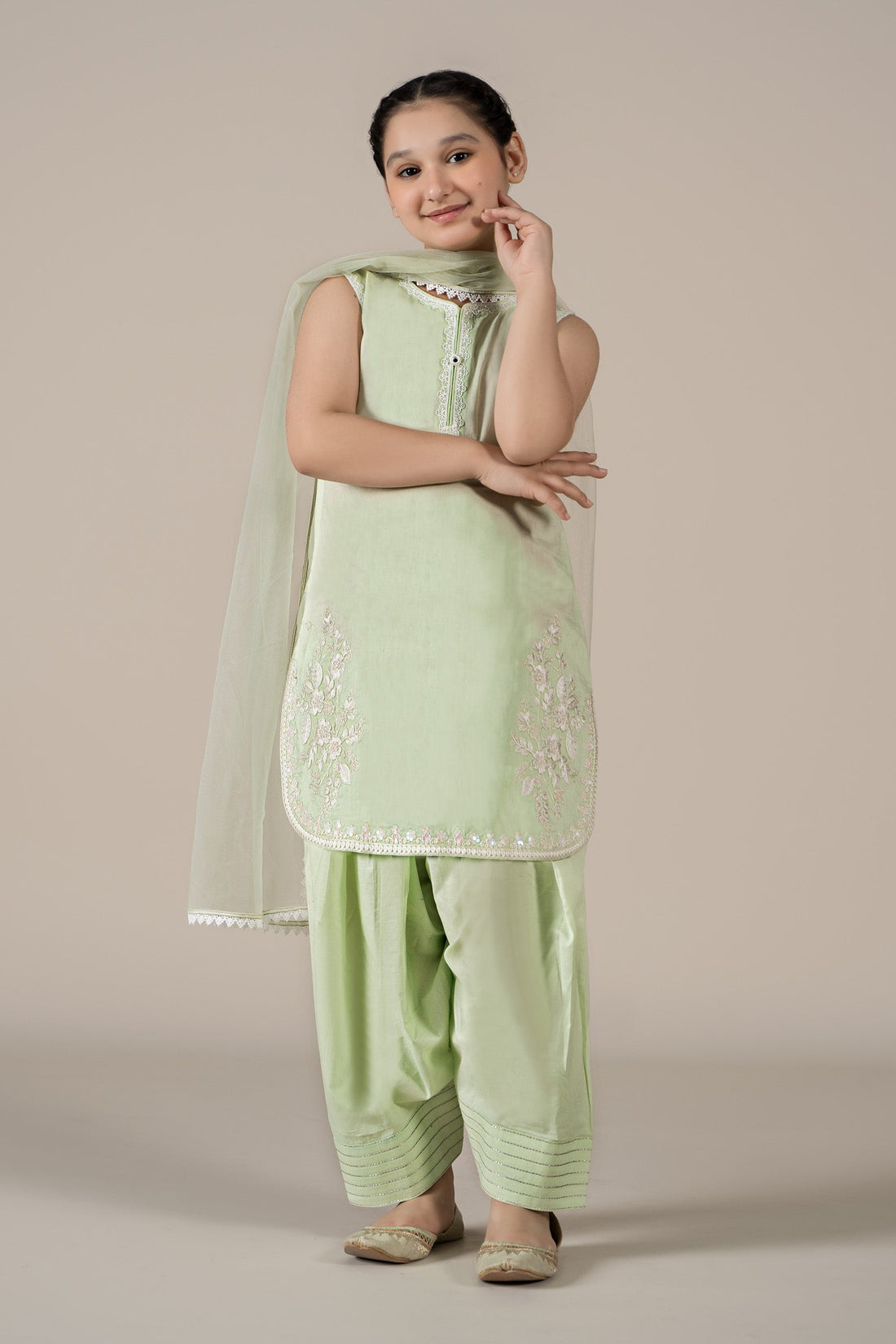 Maria B | Girls | MKD-EF25-60 (Green) -  Maria B Maria B Kids - Original Designer Dress - House of Maryam