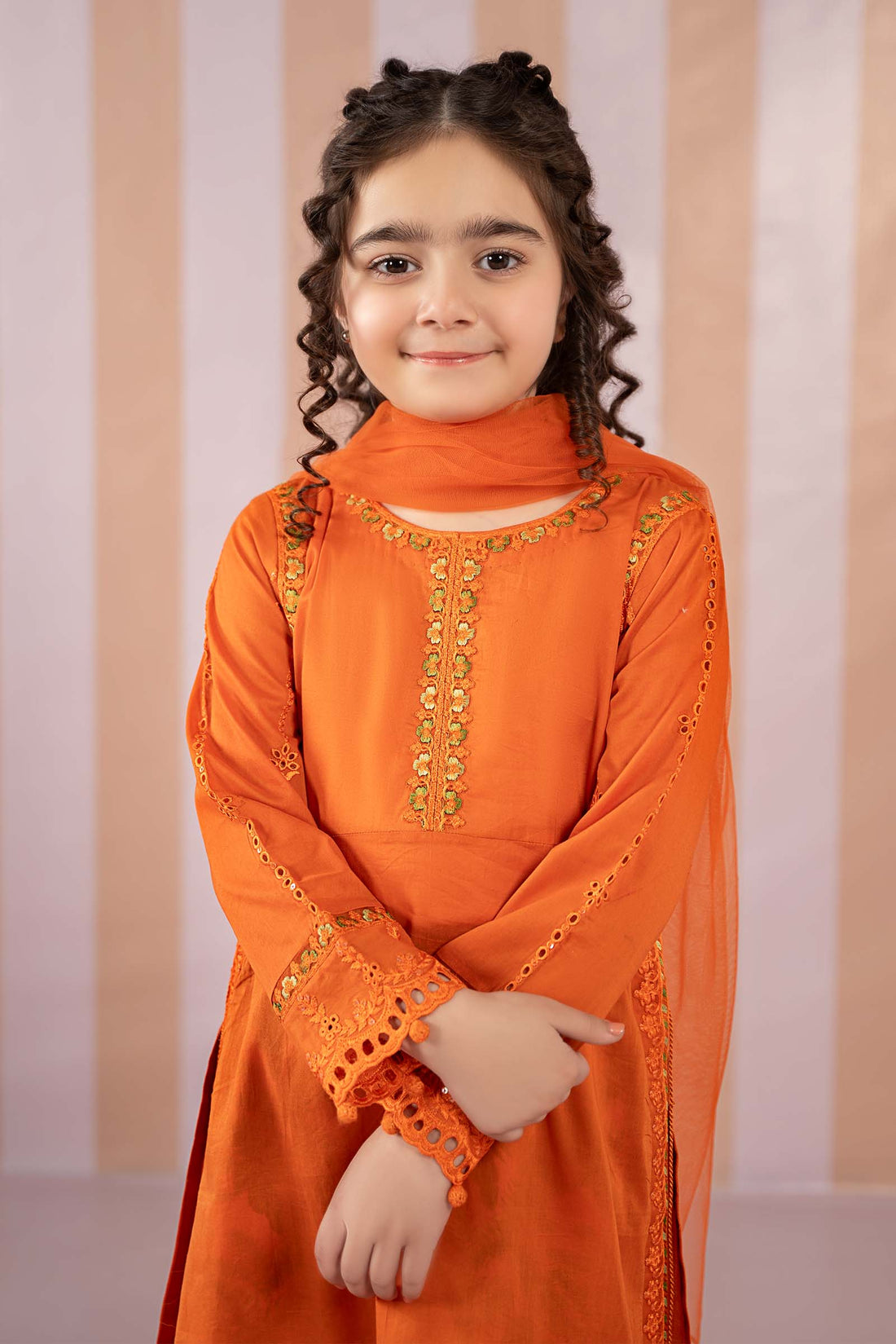 Maria B | Girls | MKD-EF25-67 (Orange) -  Maria B Maria B Kids - Original Designer Dress - House of Maryam