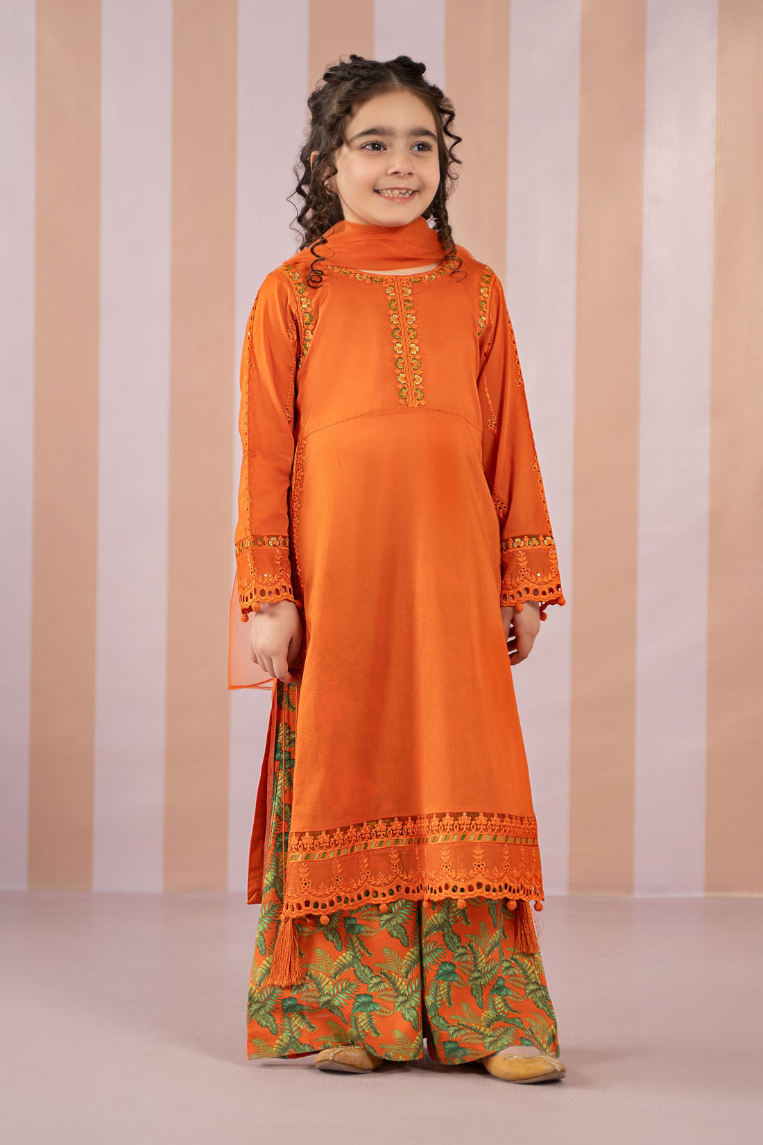 Maria B | Girls | MKD-EF25-67 (Orange) -  Maria B Maria B Kids - Original Designer Dress - House of Maryam