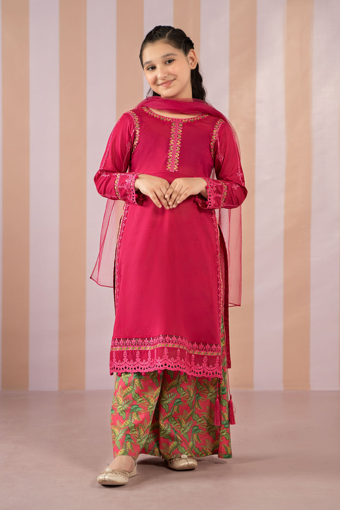 Maria B | Girls | MKD-EF25-67 (Pink) -  Maria B Maria B Kids - Original Designer Dress - House of Maryam
