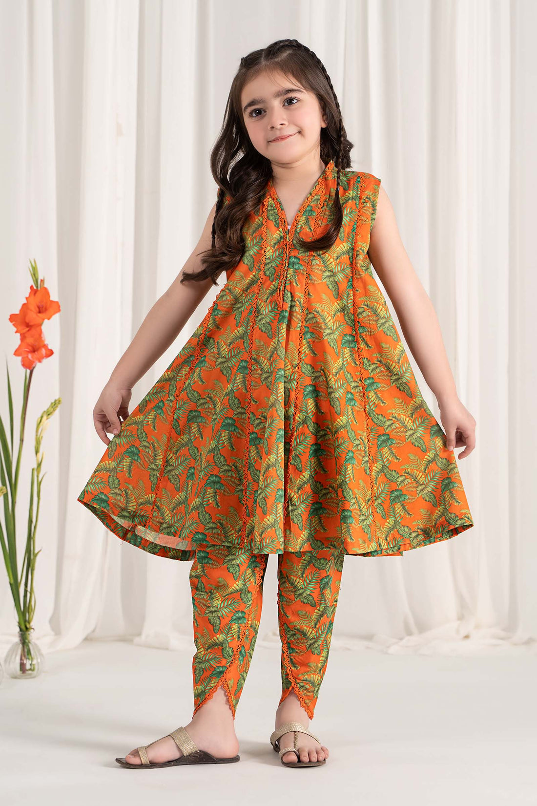 Maria B | Girls | MKD-EF25-68 (Orange) -  Maria B Maria B Kids - Original Designer Dress - House of Maryam